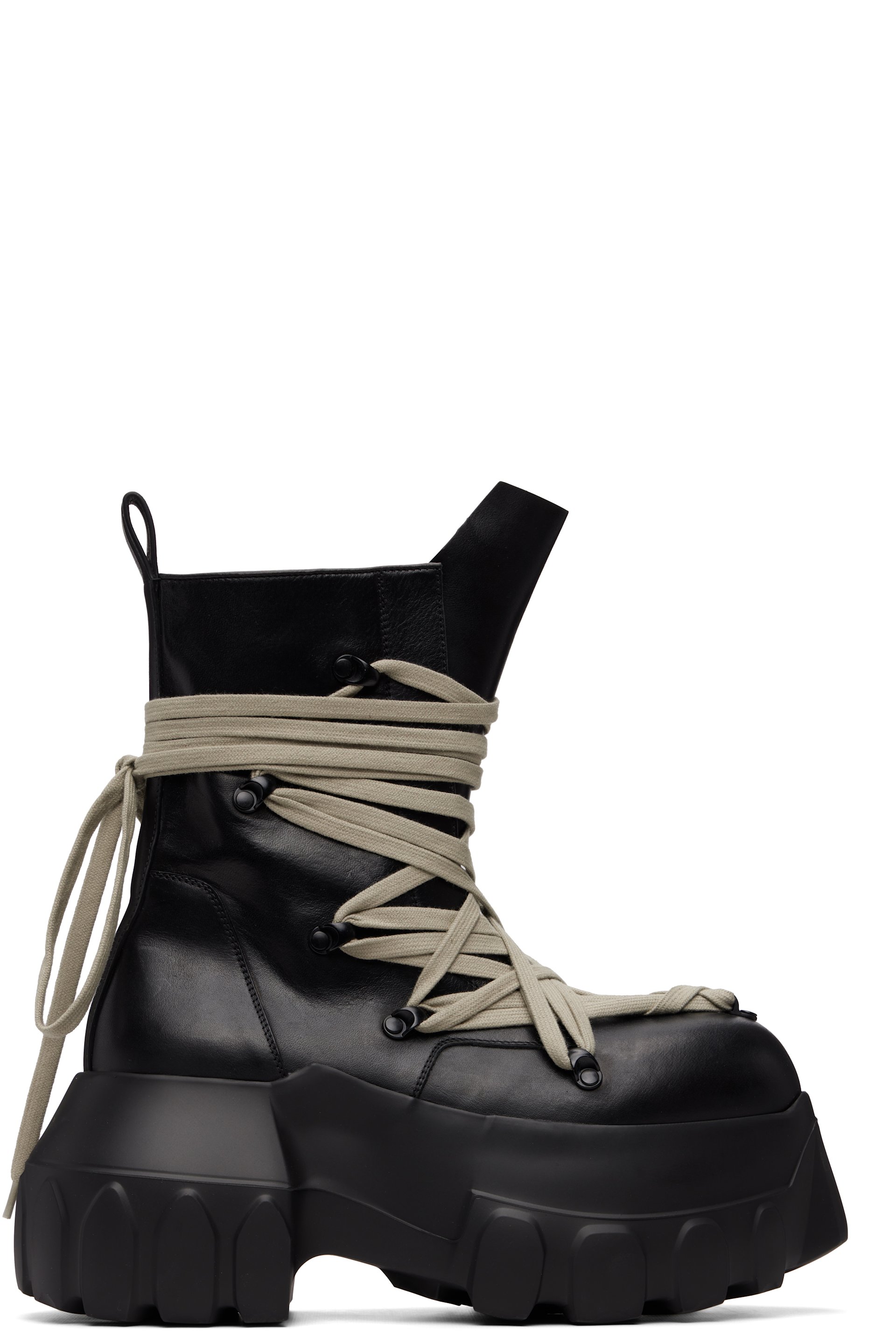 Rick Owens - Black Temple Megalace Mega Tractor Boots