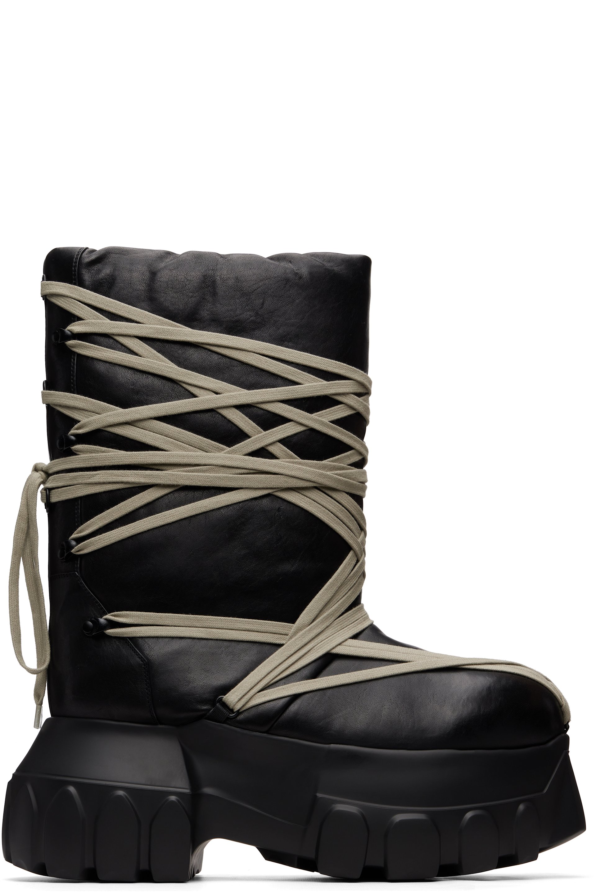 Rick Owens - Black Tower Megalace Tractor Boots