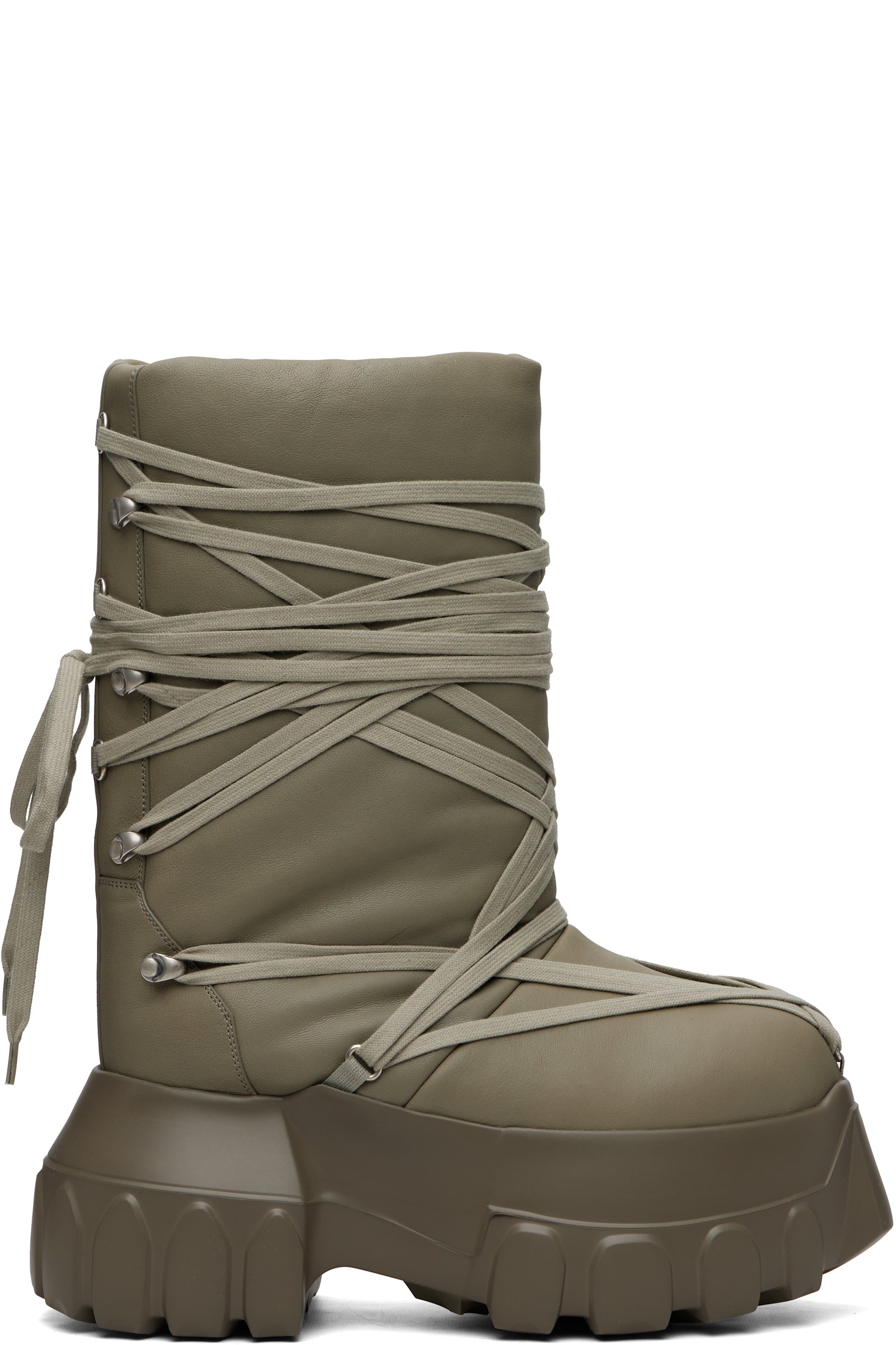 Rick Owens - Taupe Tower Megalace Lunar Mega Tractor Boots