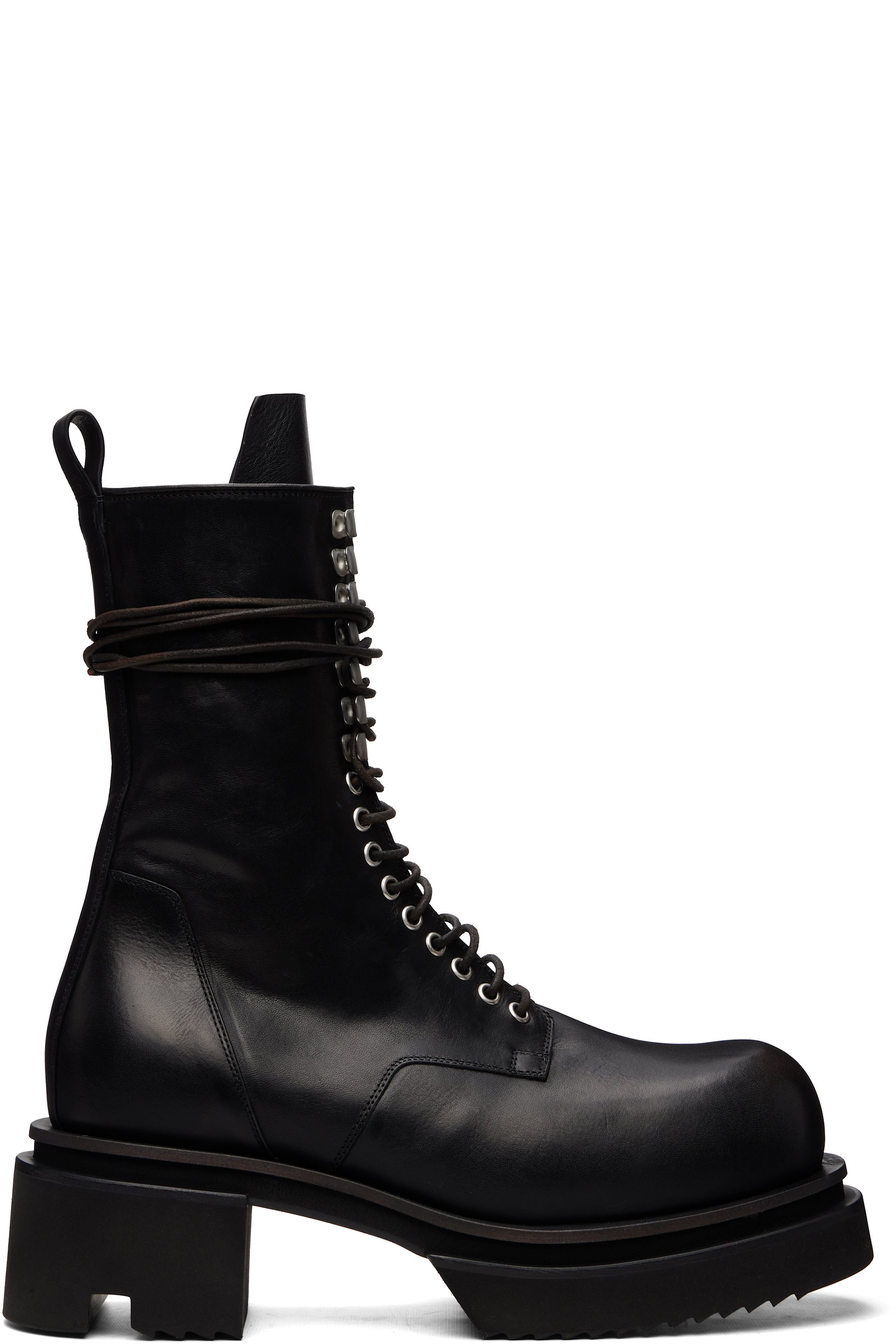 Rick Owens - Bottes noires lacées à semelle Bogun - Tower
