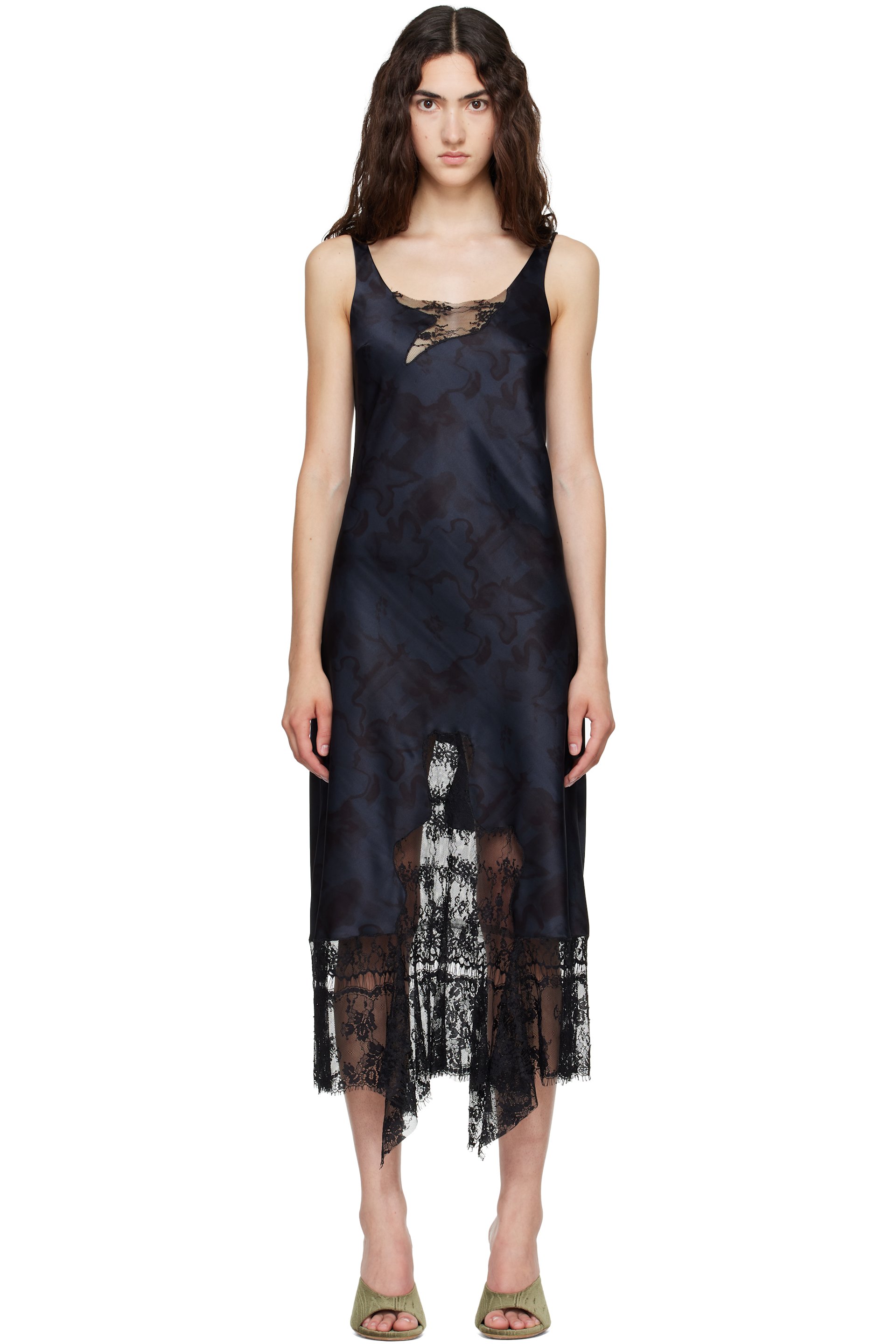 Collina Strada - Navy & Black Anemone Midi Dress