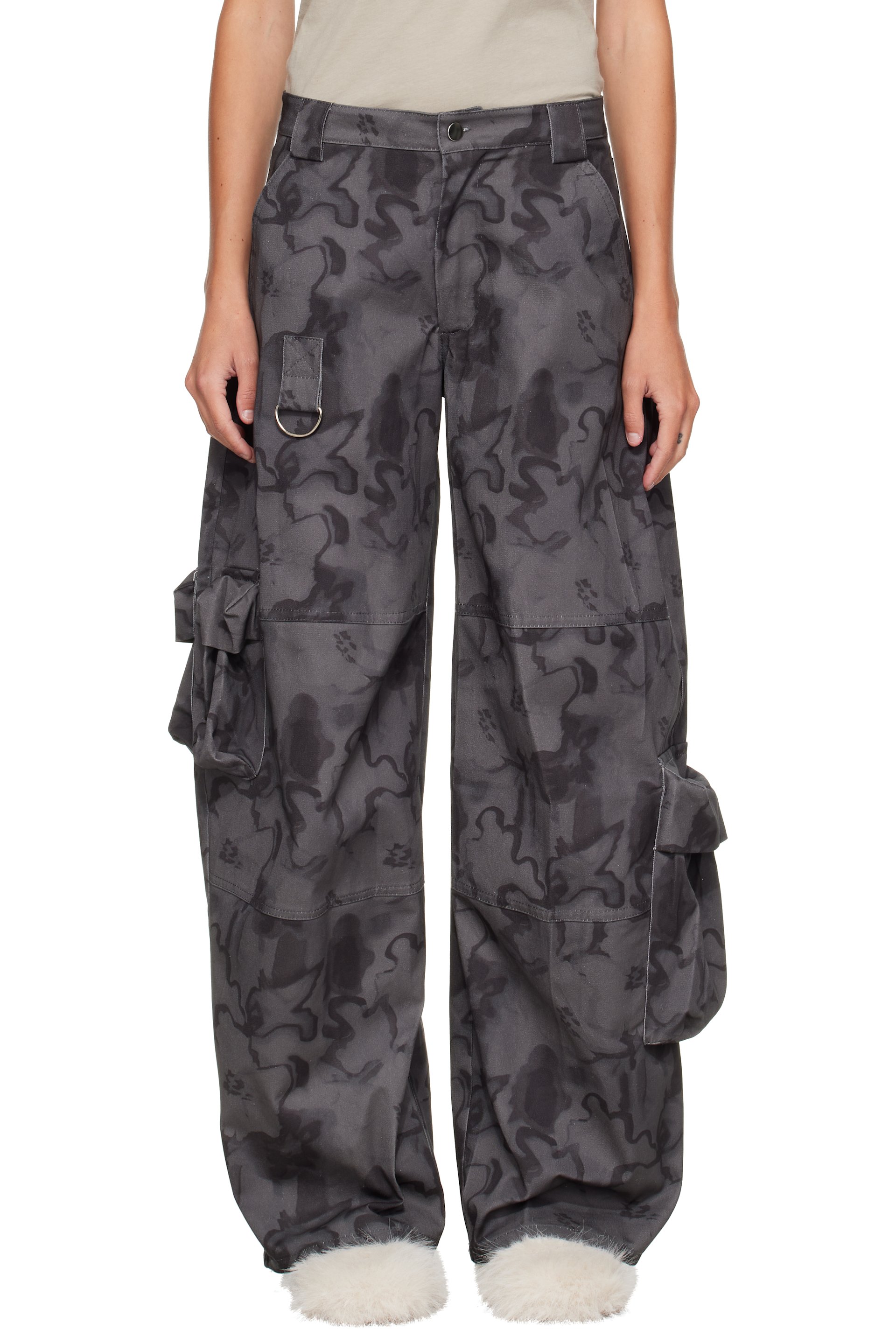 Collina Strada - Gray & Black Lawn Cargo Pants