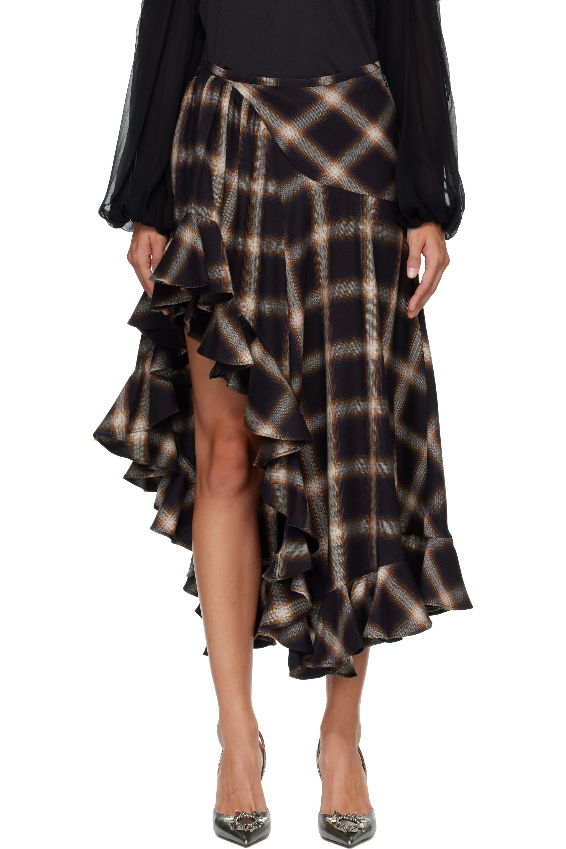 Collina Strada - Black Florist Midi Skirt