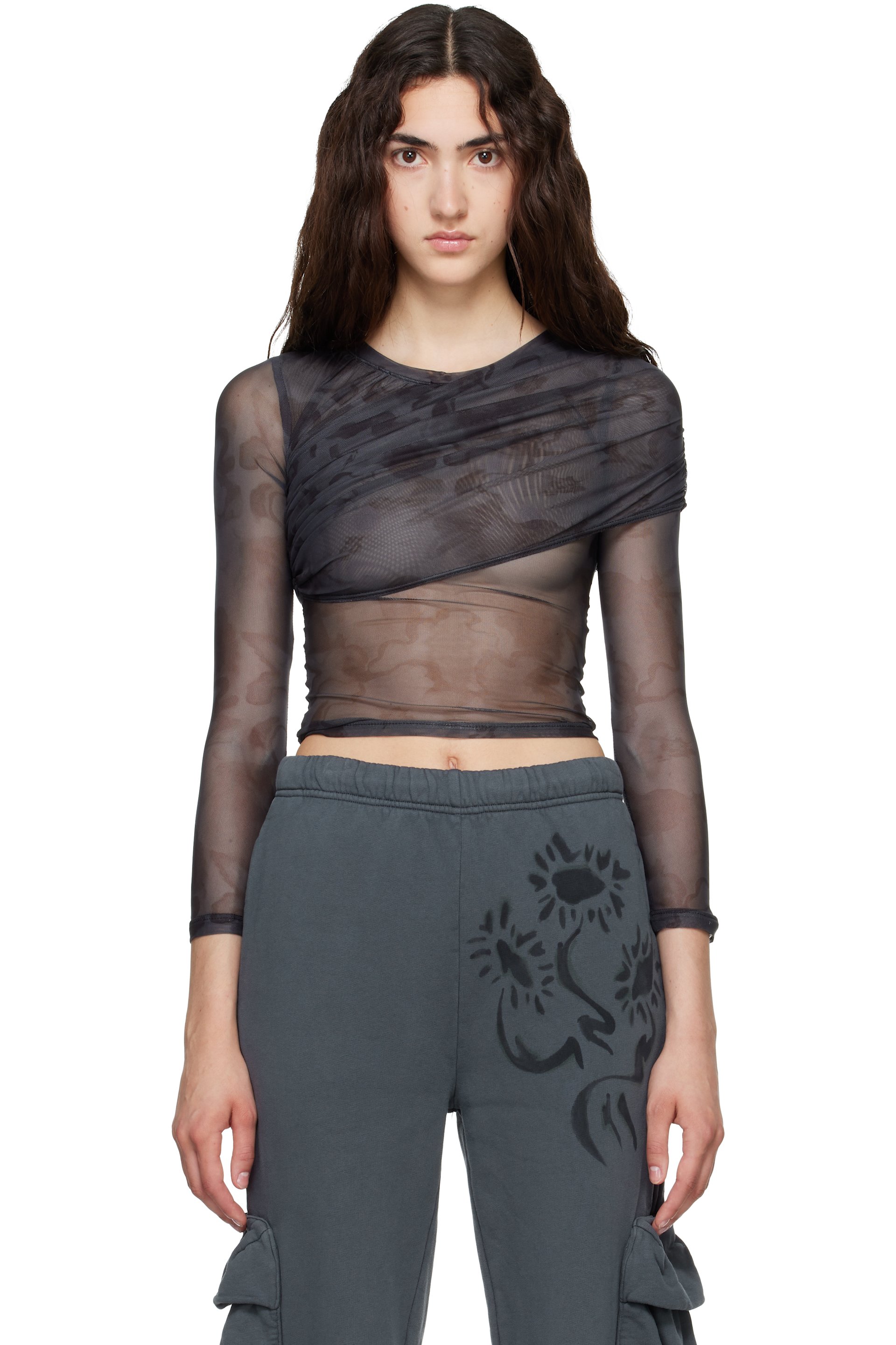 Collina Strada - Black Wrapped Cardio Crew T-shirt