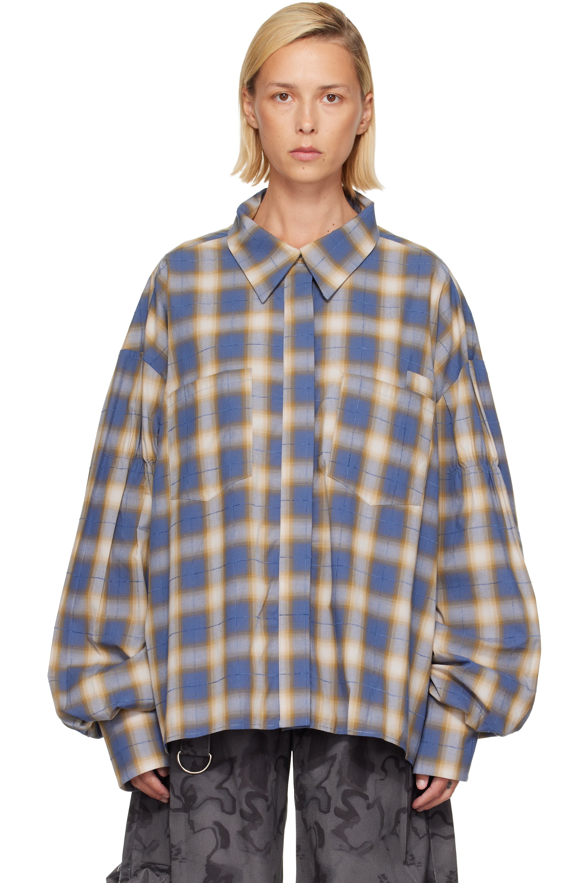 Collina Strada - Blue & Yellow Chason Scrunch Shirt