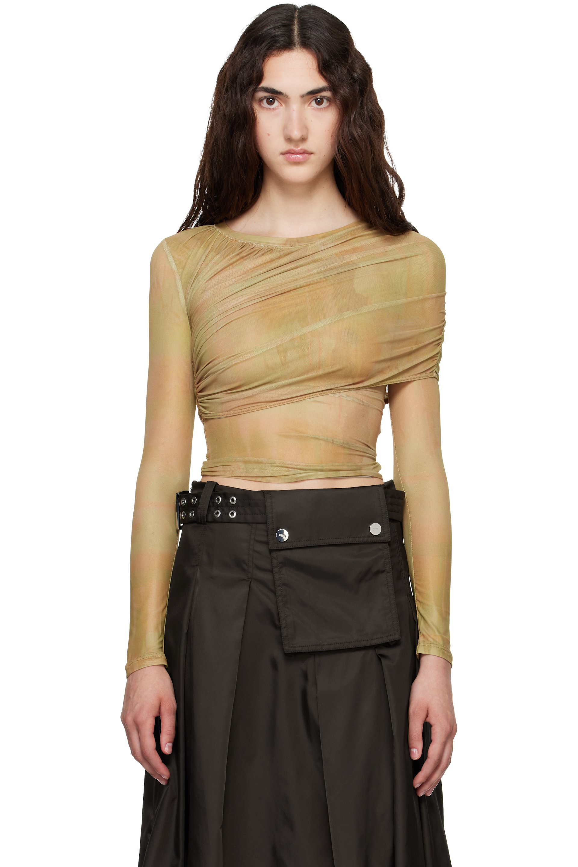 Collina Strada - Khaki Wrapped Cardio Crew T-shirt