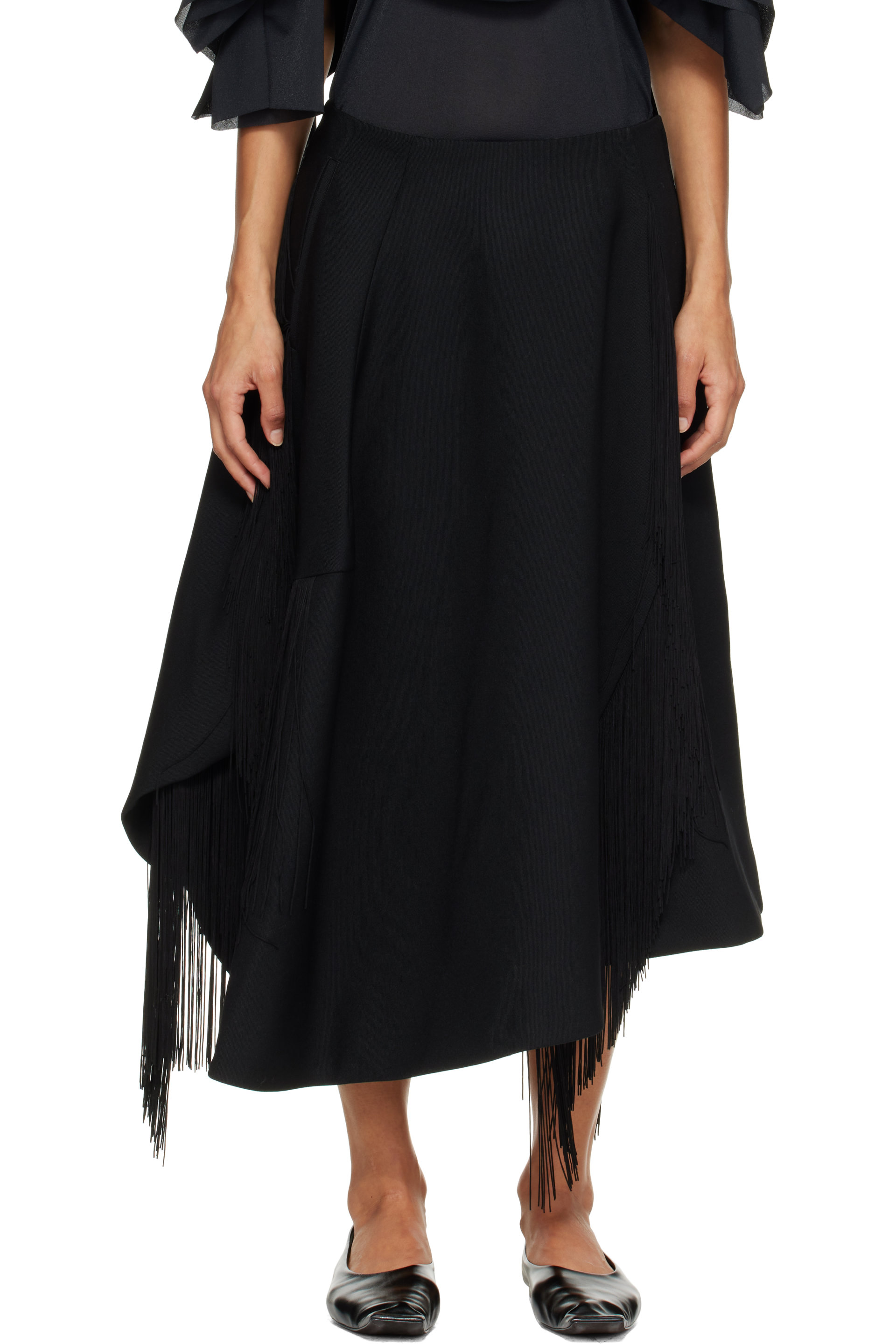 Comme des Garçons - Black Fringe Midi Skirt