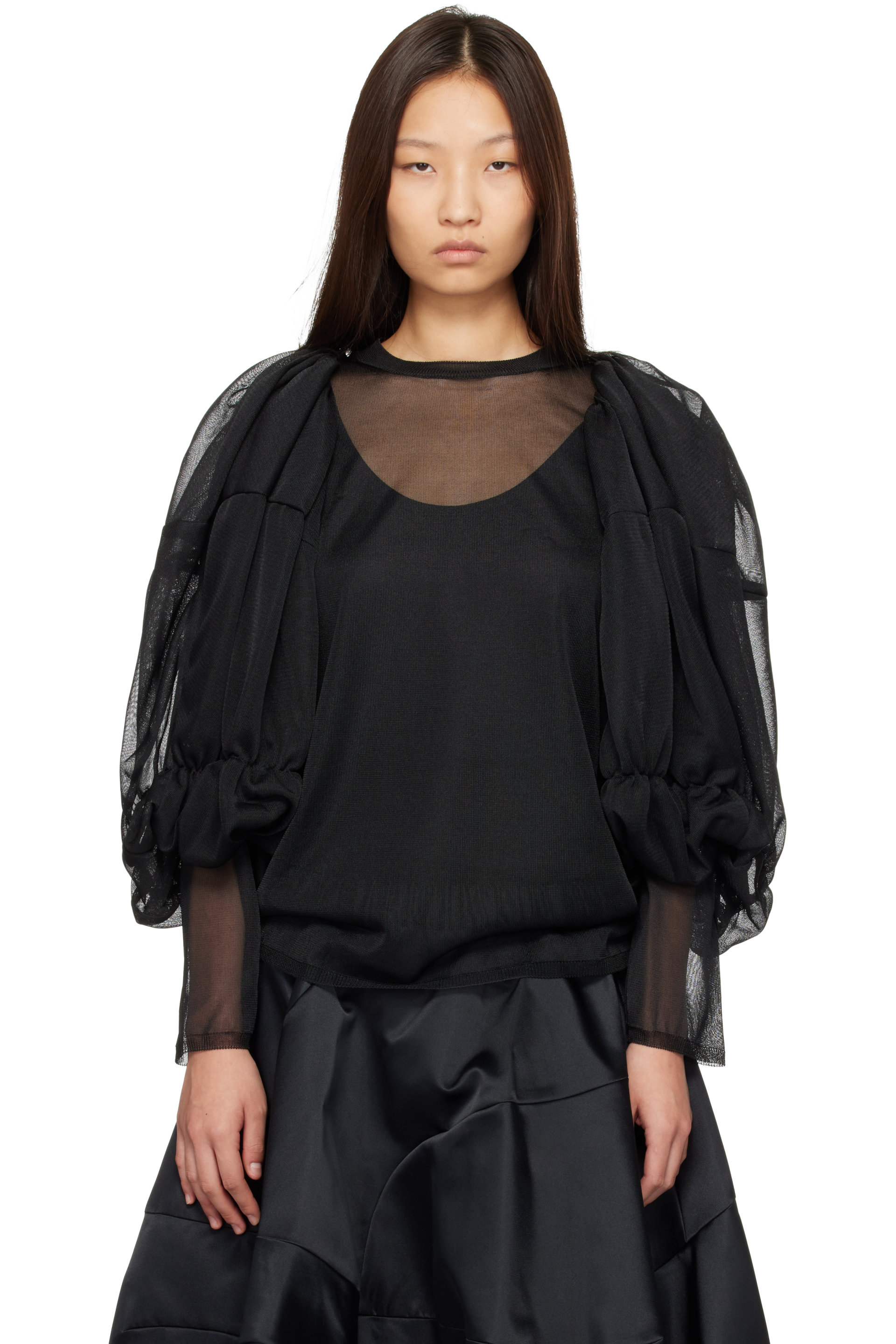 Comme des Garçons - Black Sheer Balloon Sleeve Shirt
