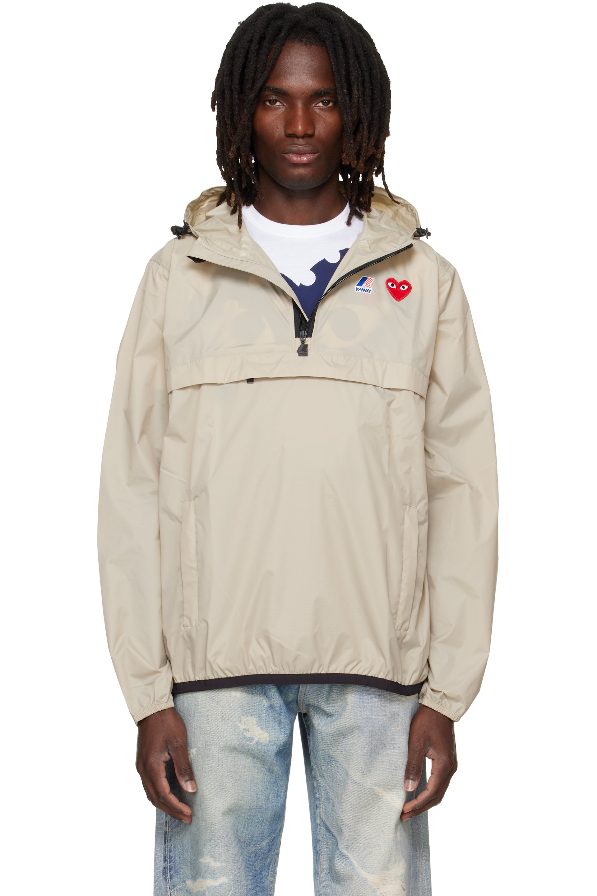 COMME des GARÇONS PLAY - Beige K-Way Edition Half Zip Jacket