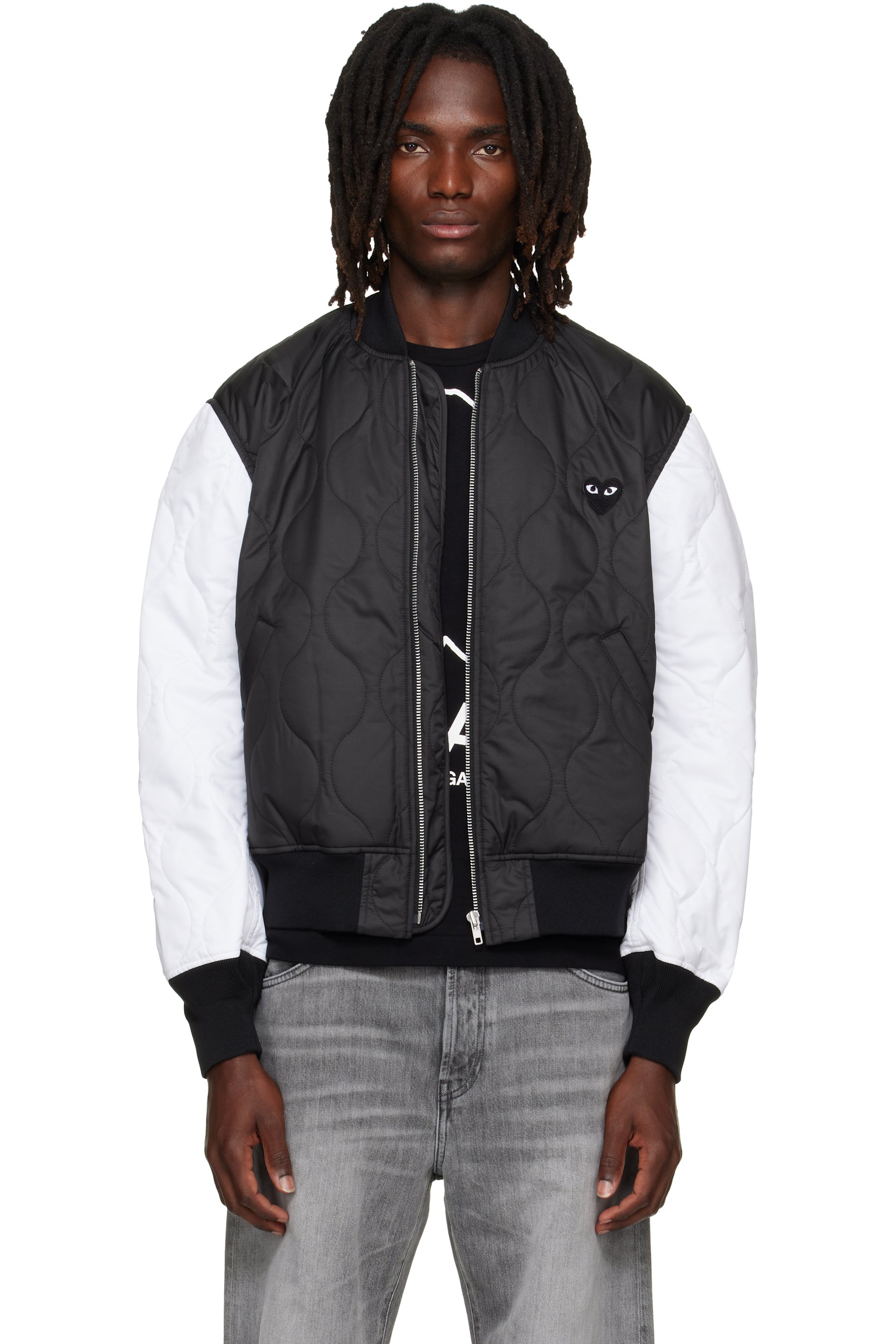 COMME des GARÇONS PLAY - Black & White Heart Emblem Bomber Jacket