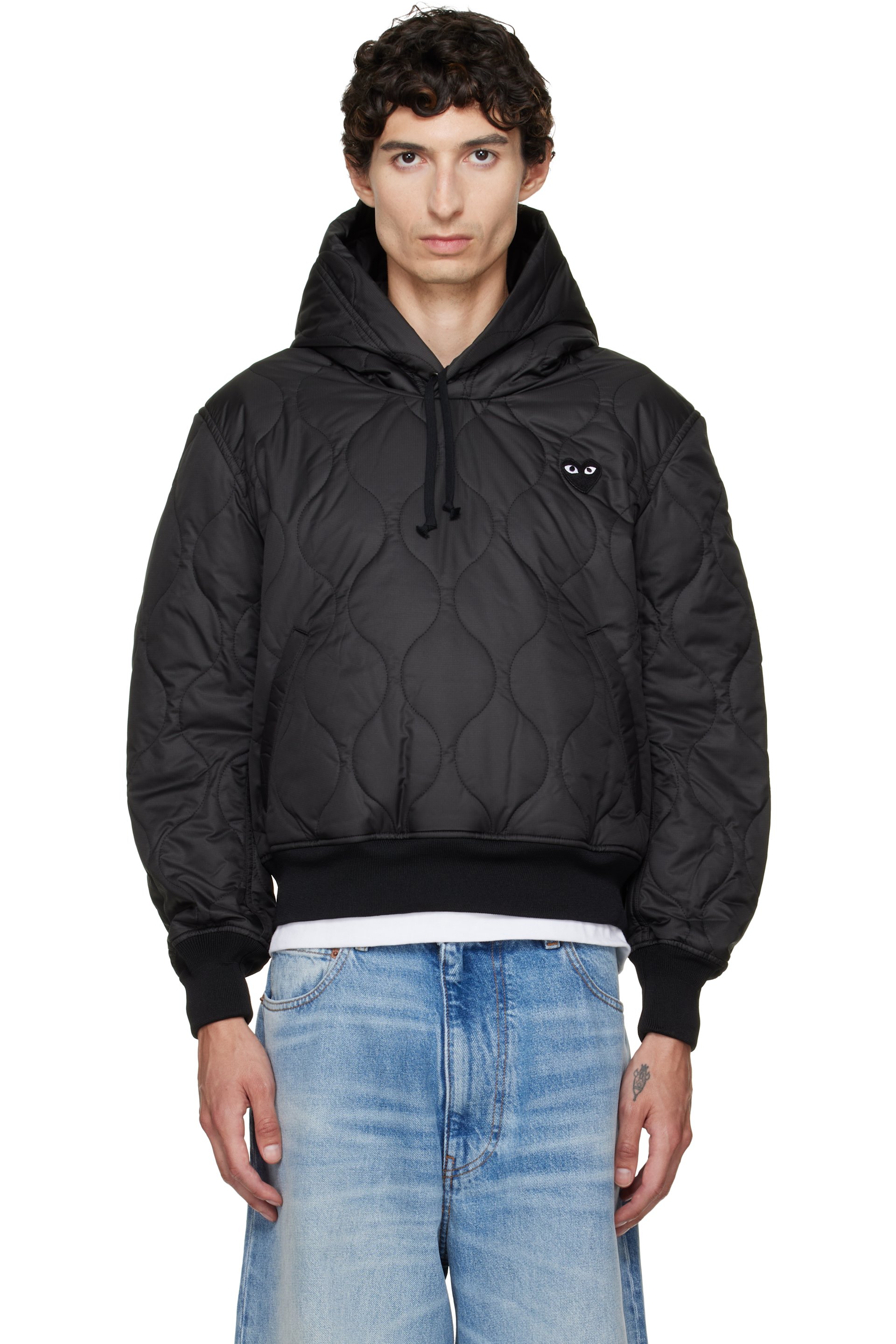 COMME des GARÇONS PLAY - Black 'Black Heart Black Emblem' Hoodie