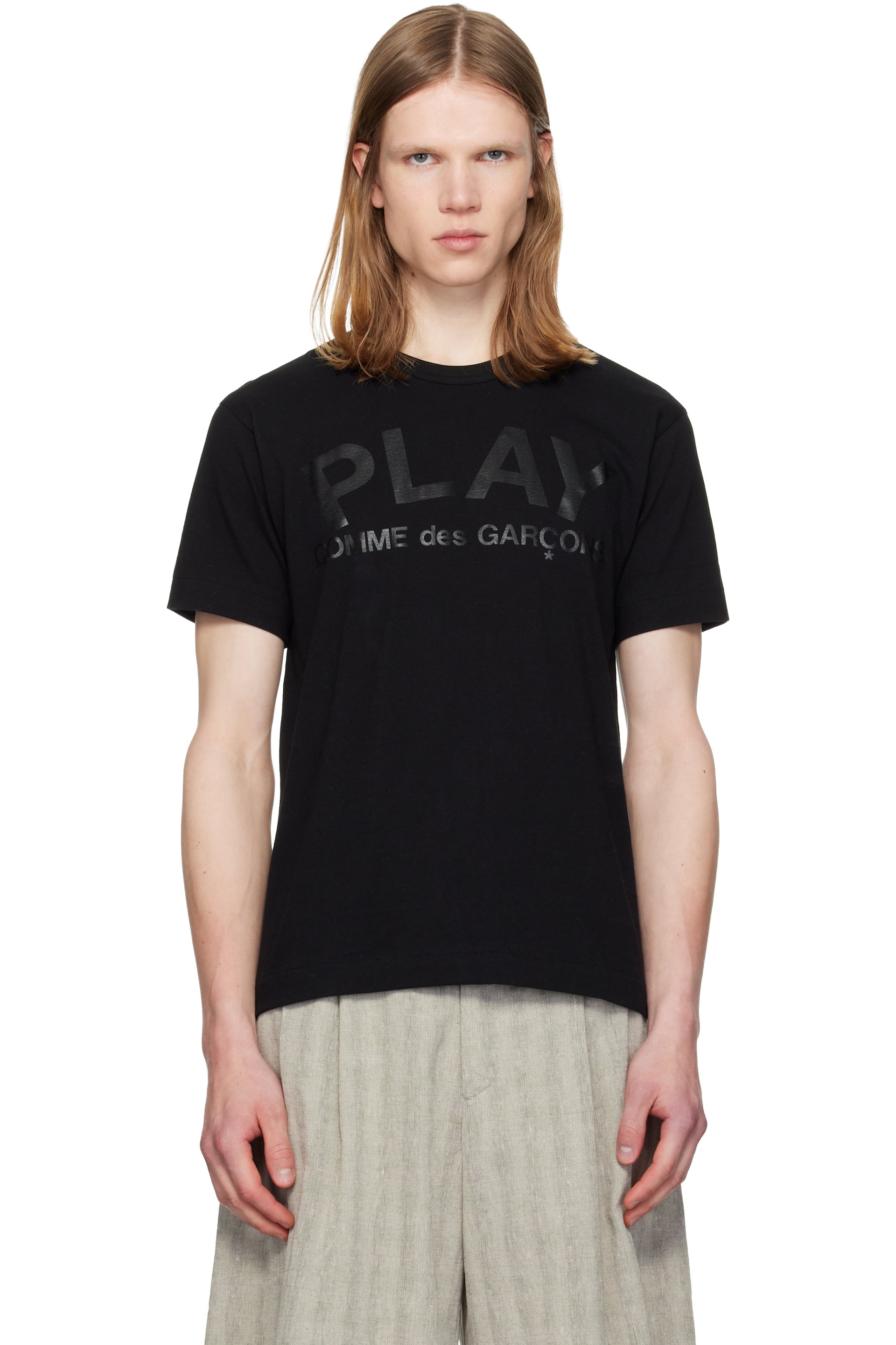 COMME des GARÇONS PLAY - Black Logo Text T-shirt