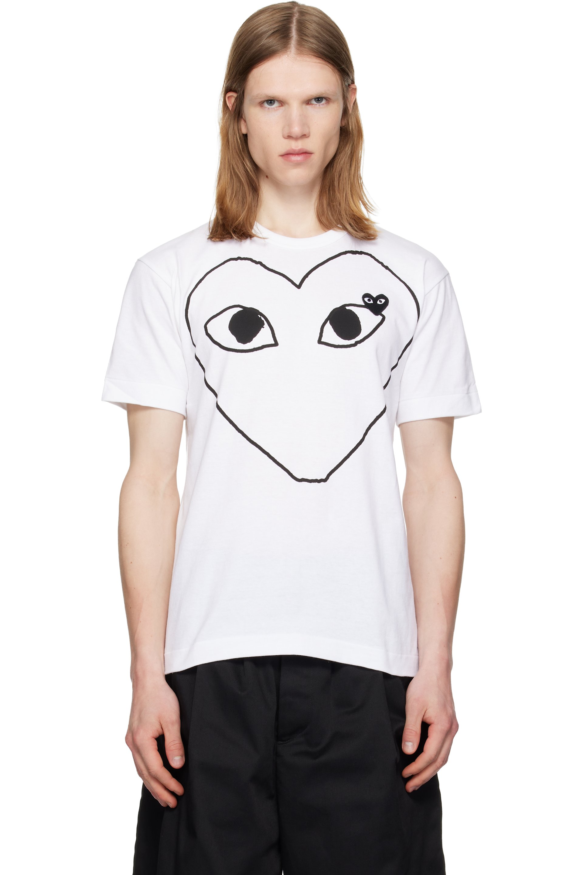 COMME des GARÇONS PLAY - White Outline Heart T-shirt