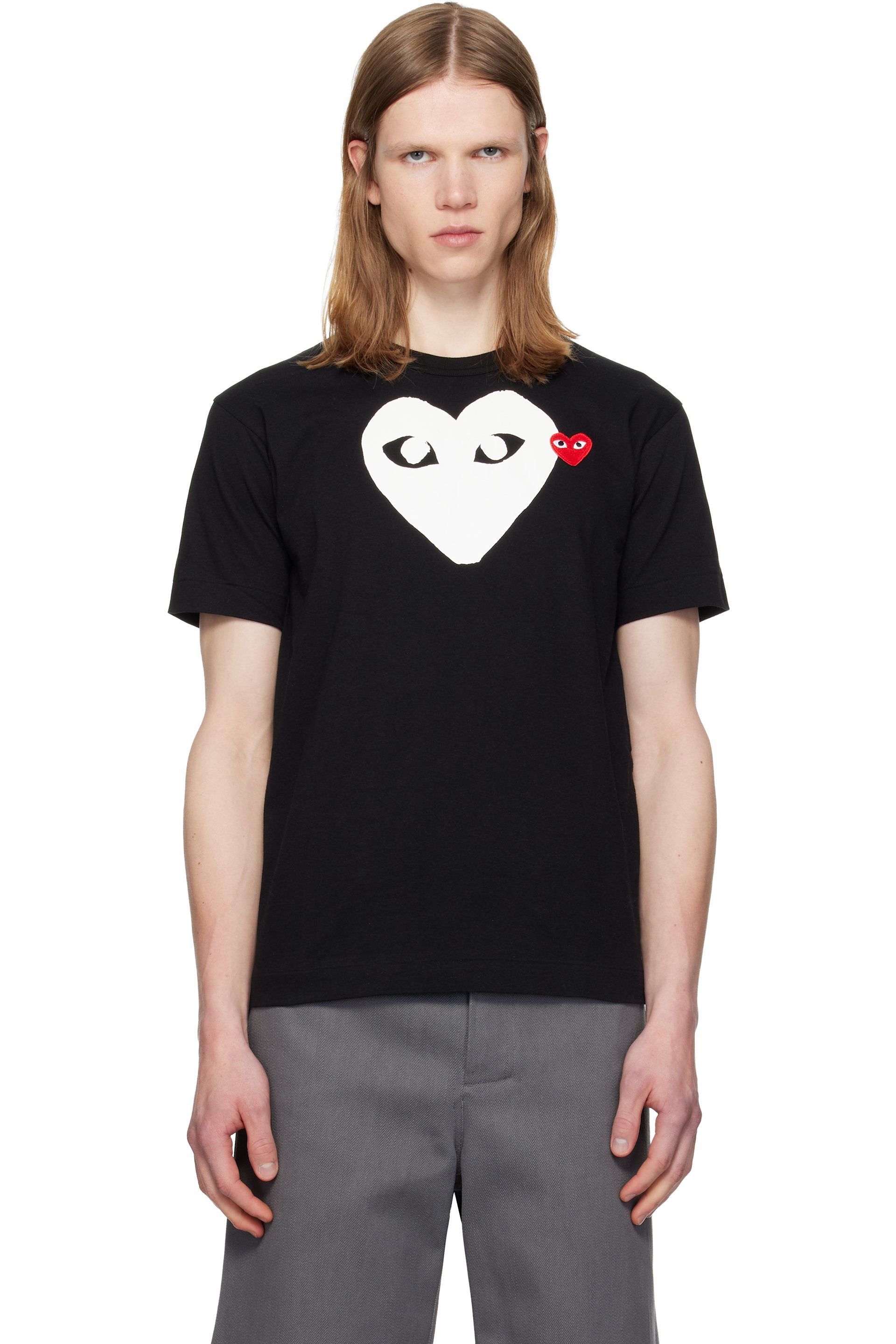 COMME des GARÇONS PLAY - Black 'Red Emblem White Heart' T-shirt