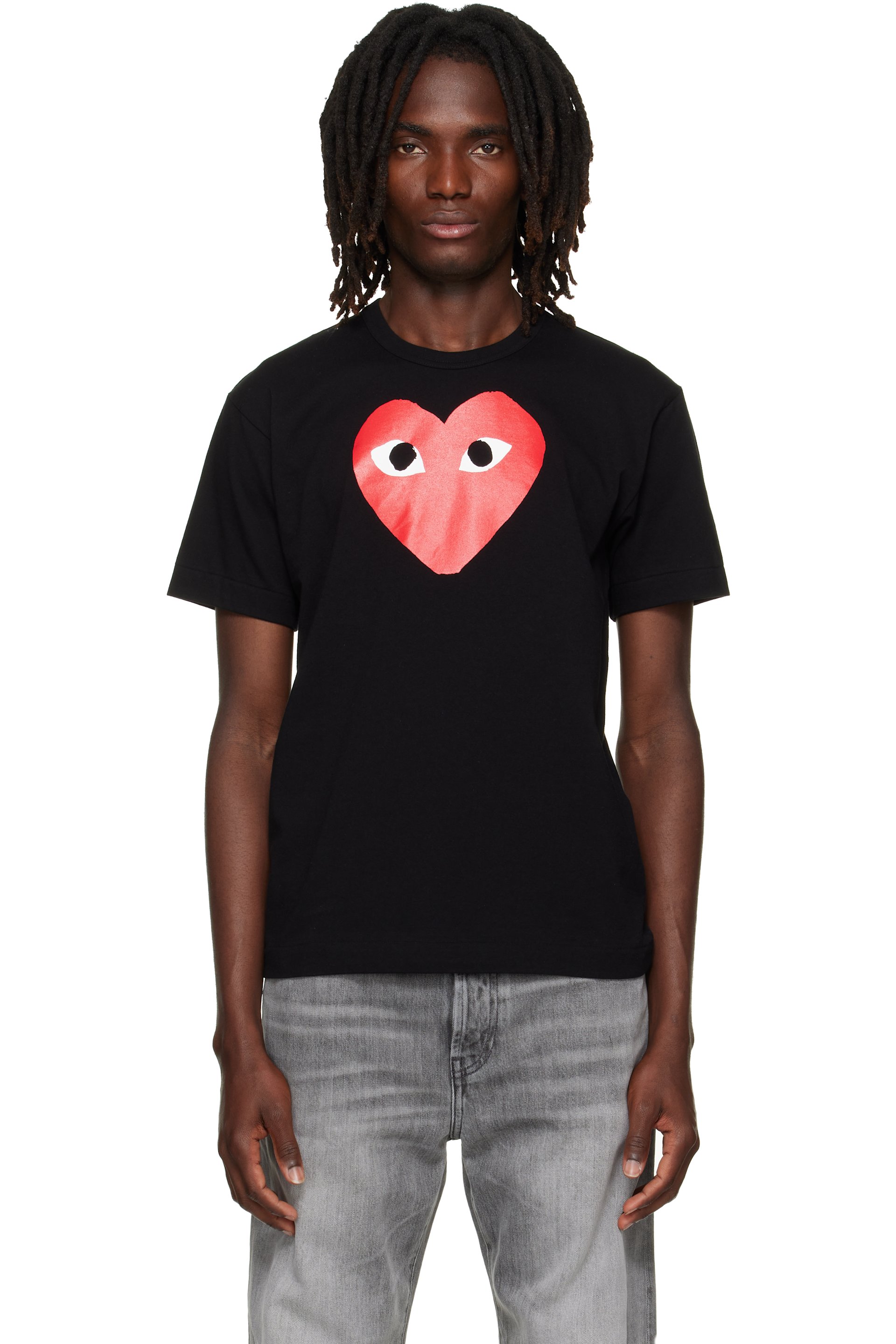 COMME des GARÇONS PLAY - Black 'Red Heart' Logo Print T-shirt