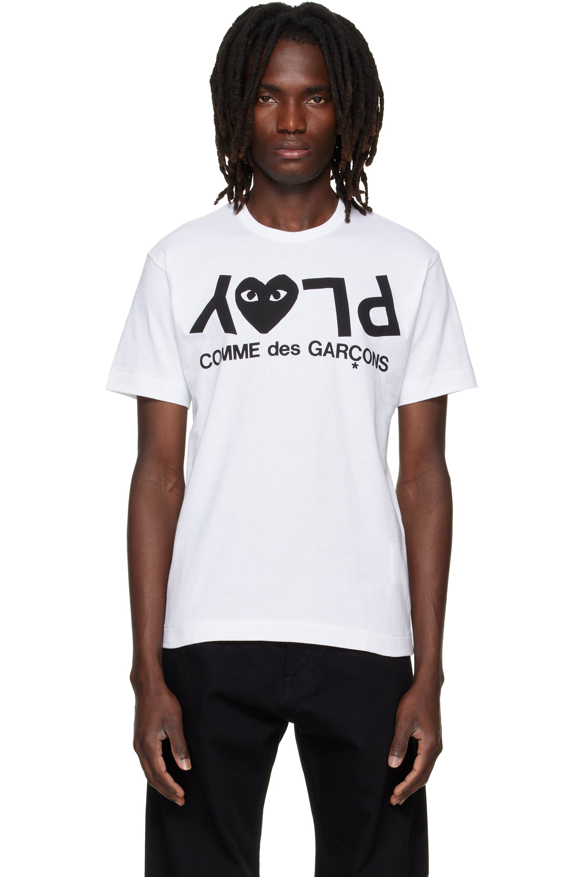 COMME des GARÇONS PLAY - White 'PLAY' Logo Print T-shirt