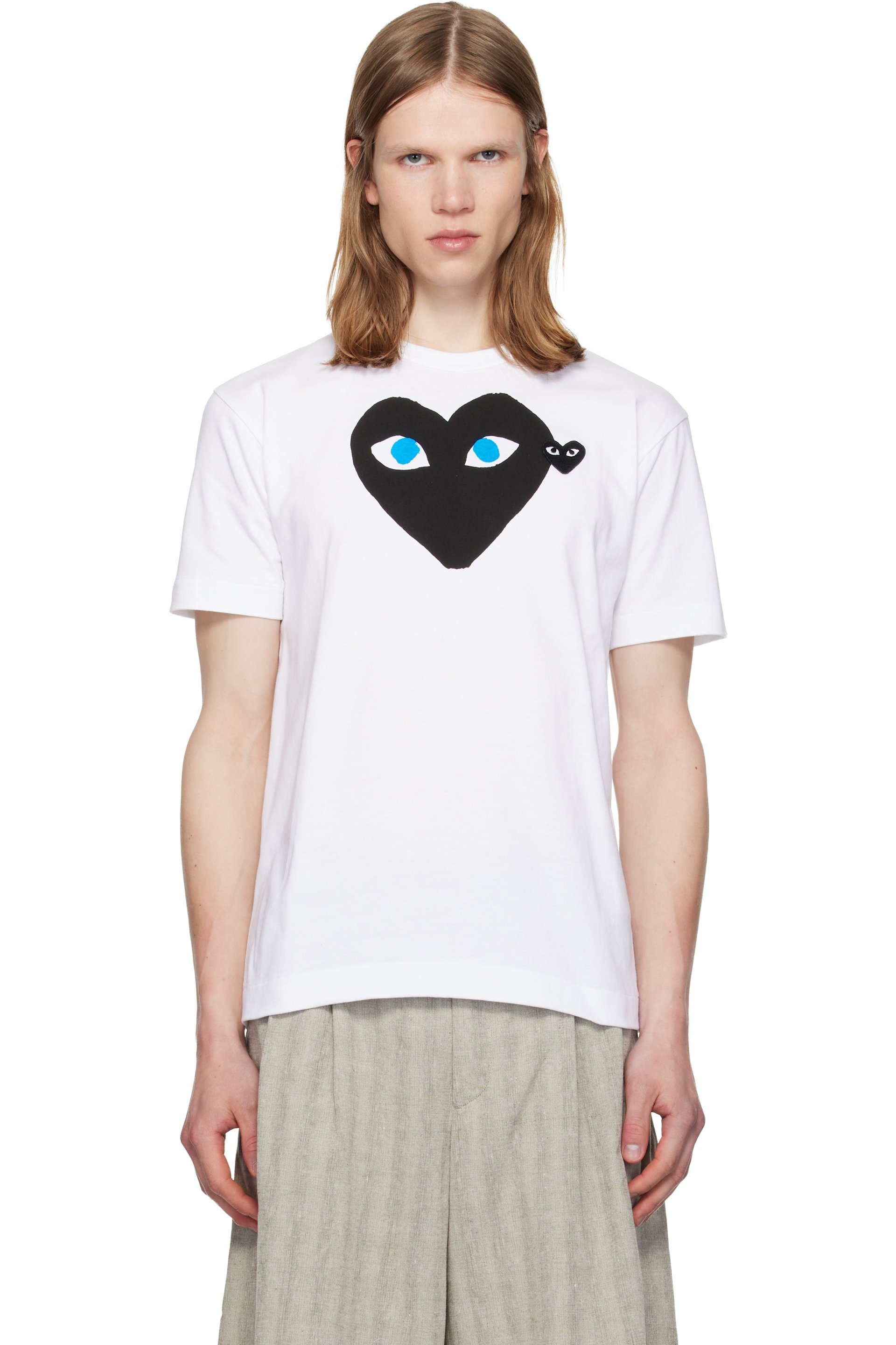 COMME des GARÇONS PLAY - White 'Black Emblem Black Heart' T-shirt