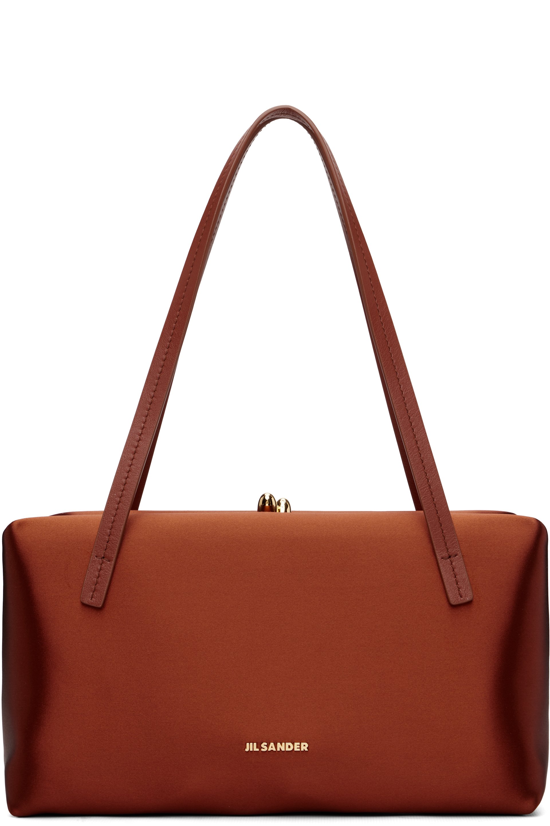 Jil Sander - Petit sac rembourré orange à fermoir Goji