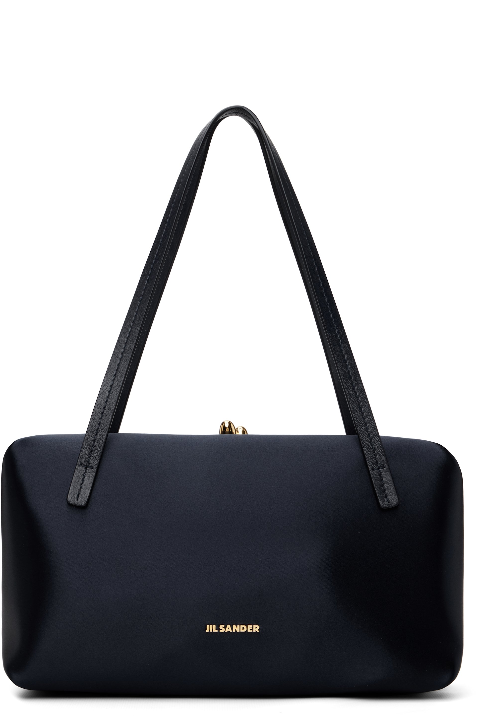 Jil Sander - Petit sac rembourré bleu marine à fermoir Goji
