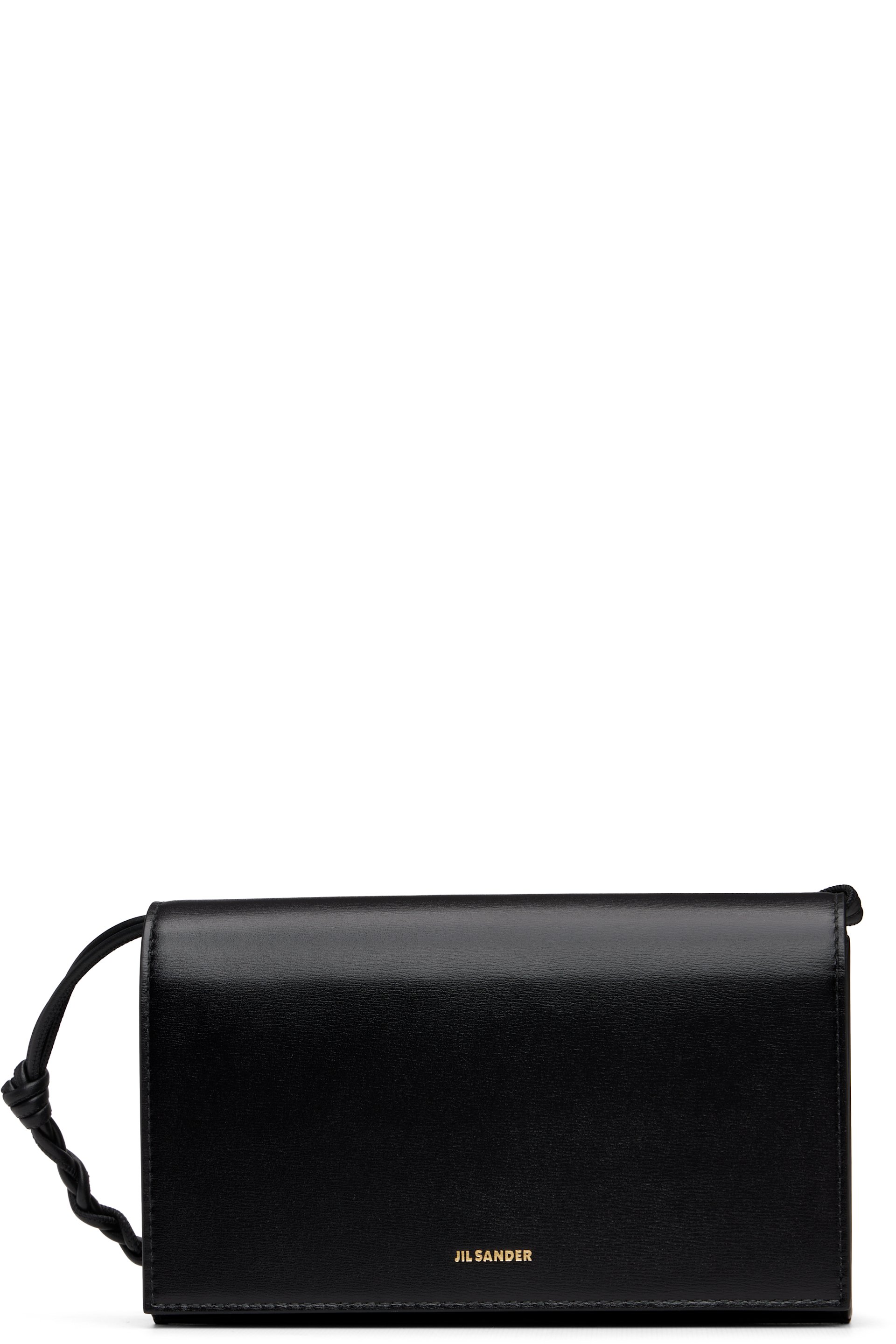 Jil Sander - Sac portefeuille noir à bandoulière nouée