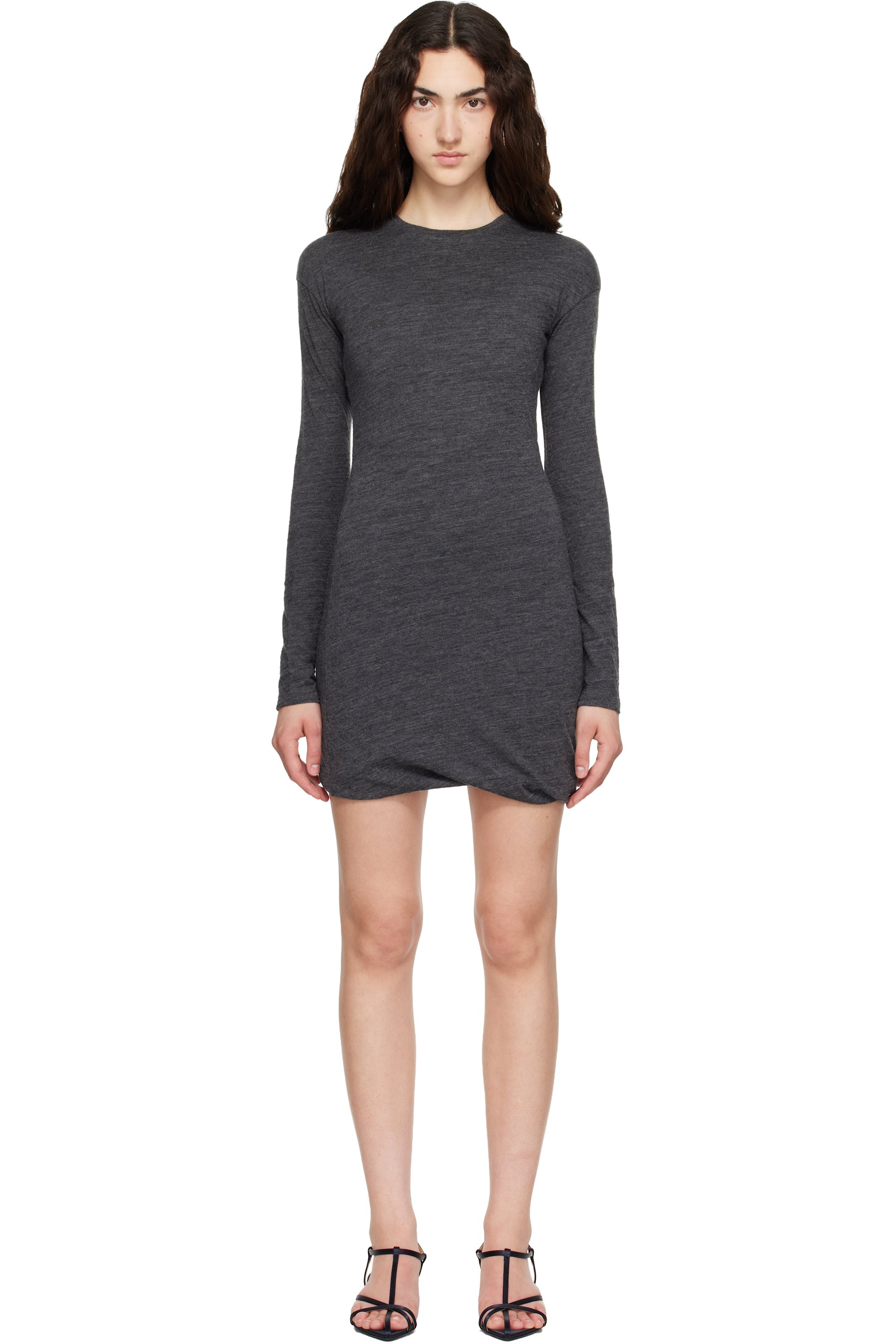 Jil Sander - 灰色 Long Sleeves Crew Neck Double Layer 连衣裙