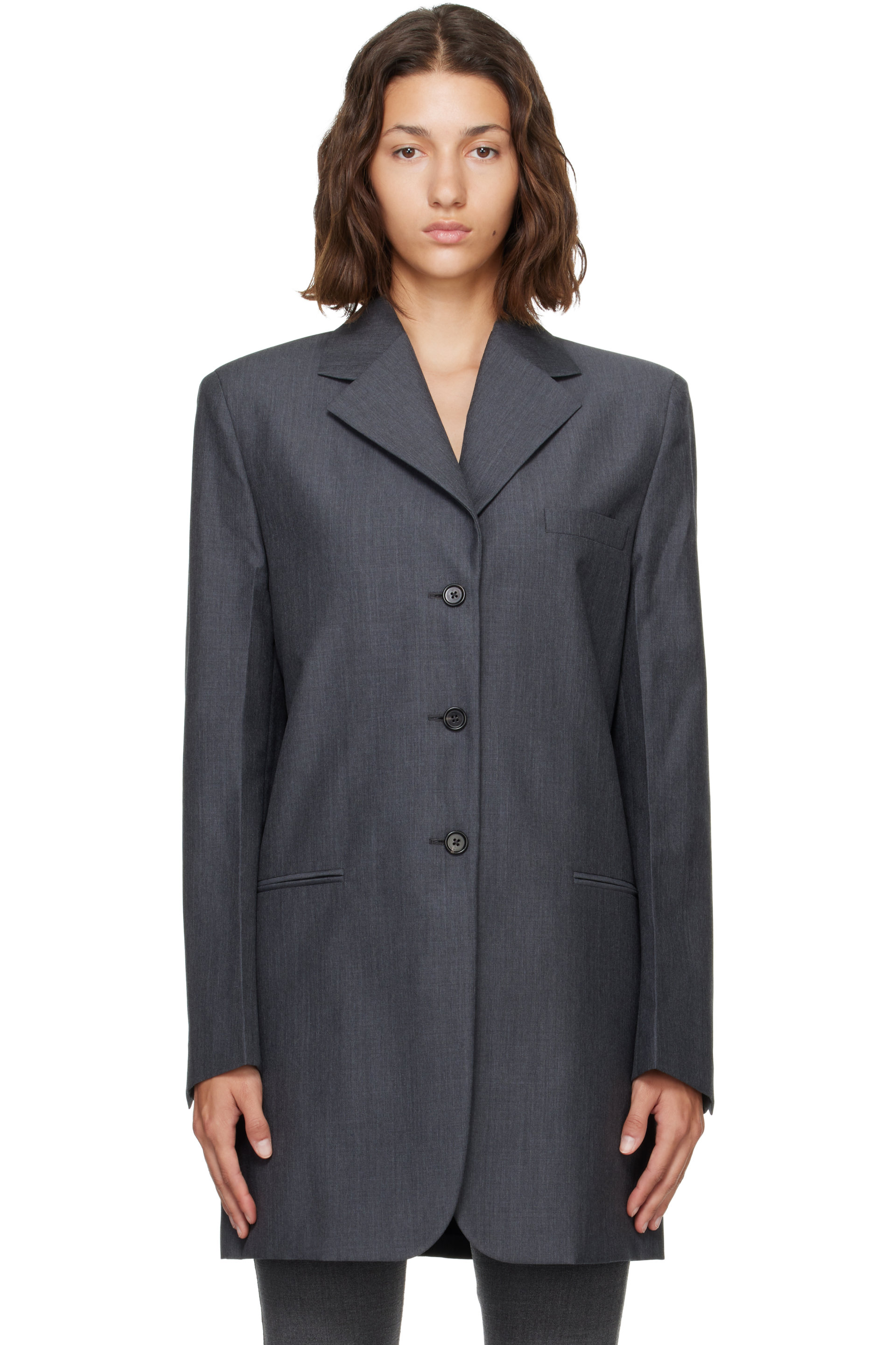 Jil Sander - Gray Fil-à-Fil Wool Tailored Blazer