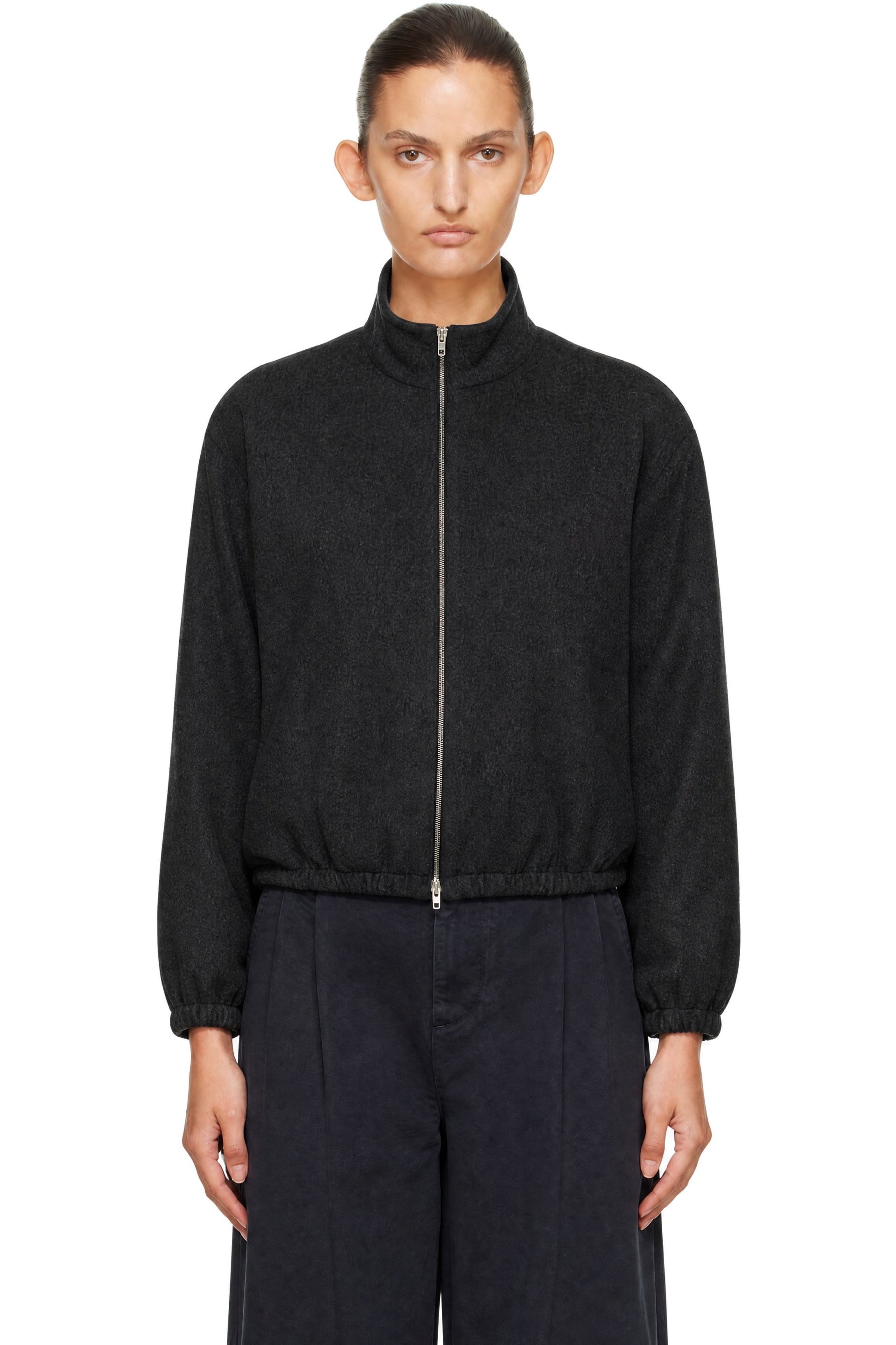 Jil Sander - Gray Melange Soft Wool Fused Bomber Jacket