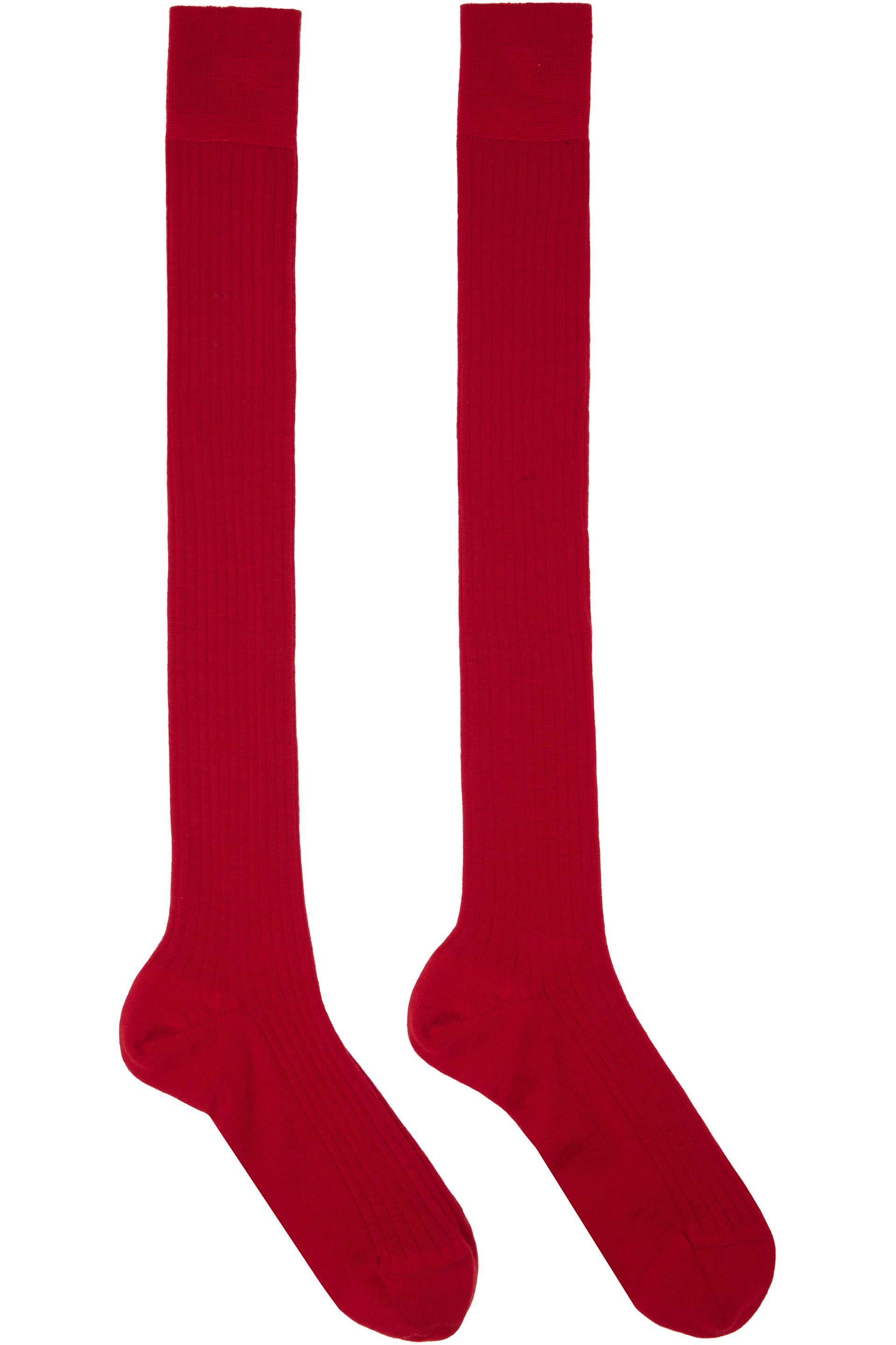 Jil Sander - Red Ribbed Wool Socks