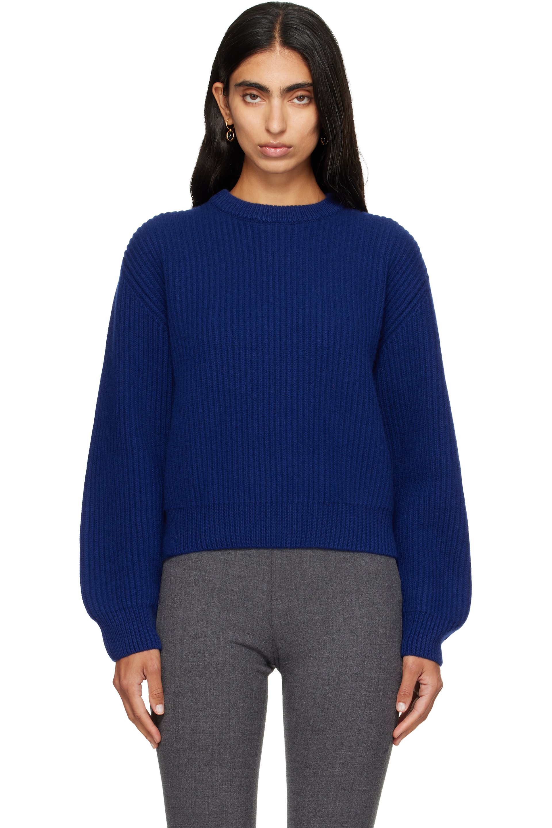 Jil Sander - Blue Wool Crew-Neck Sweater