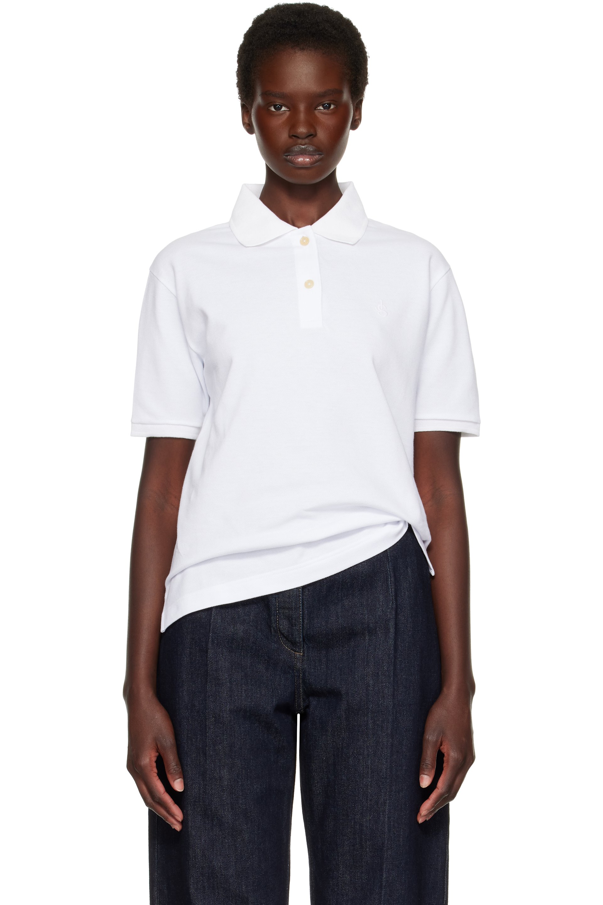 Jil Sander - White Cotton Piquet Polo