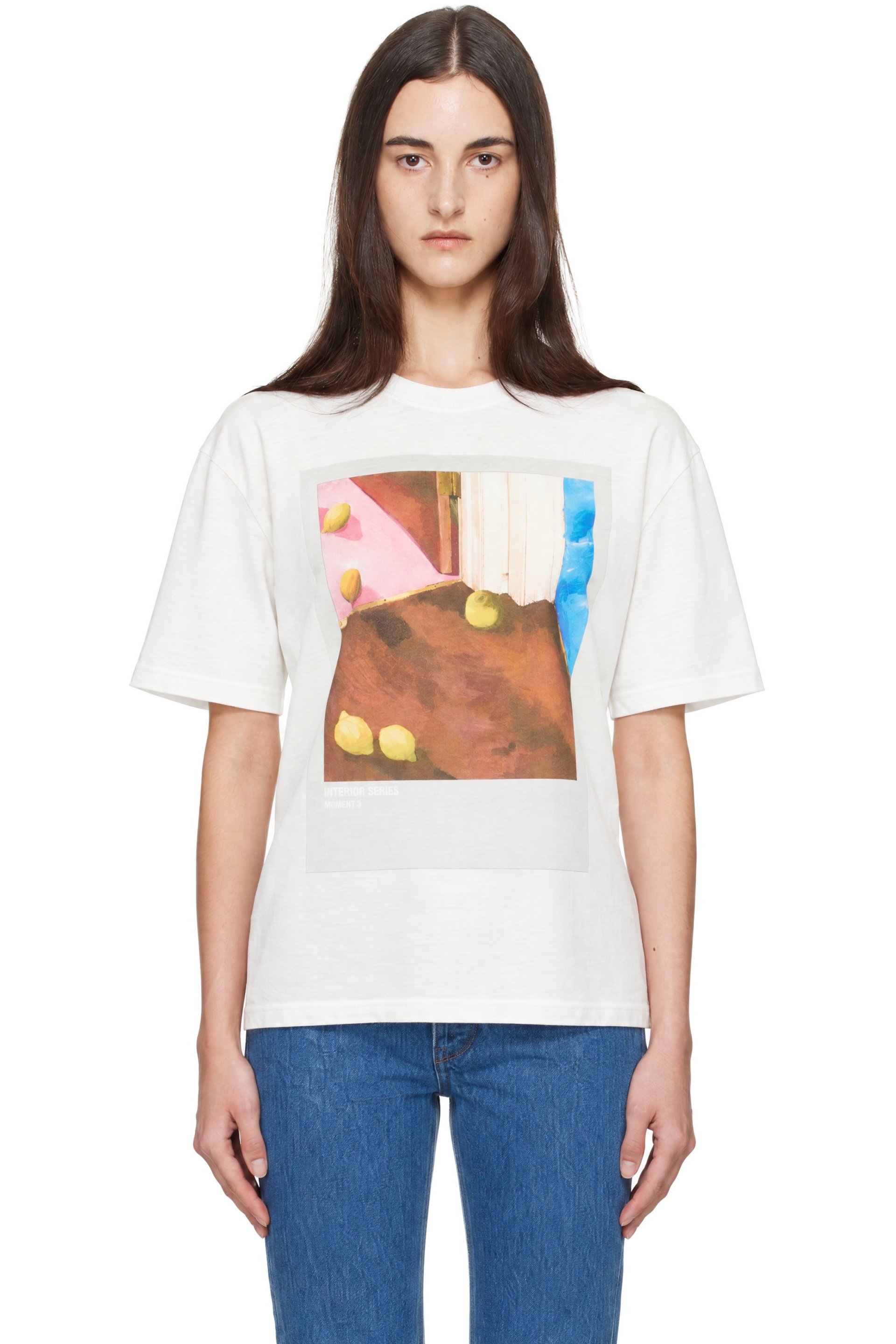 Jil Sander - T-shirt blanc à image et logo imprimés