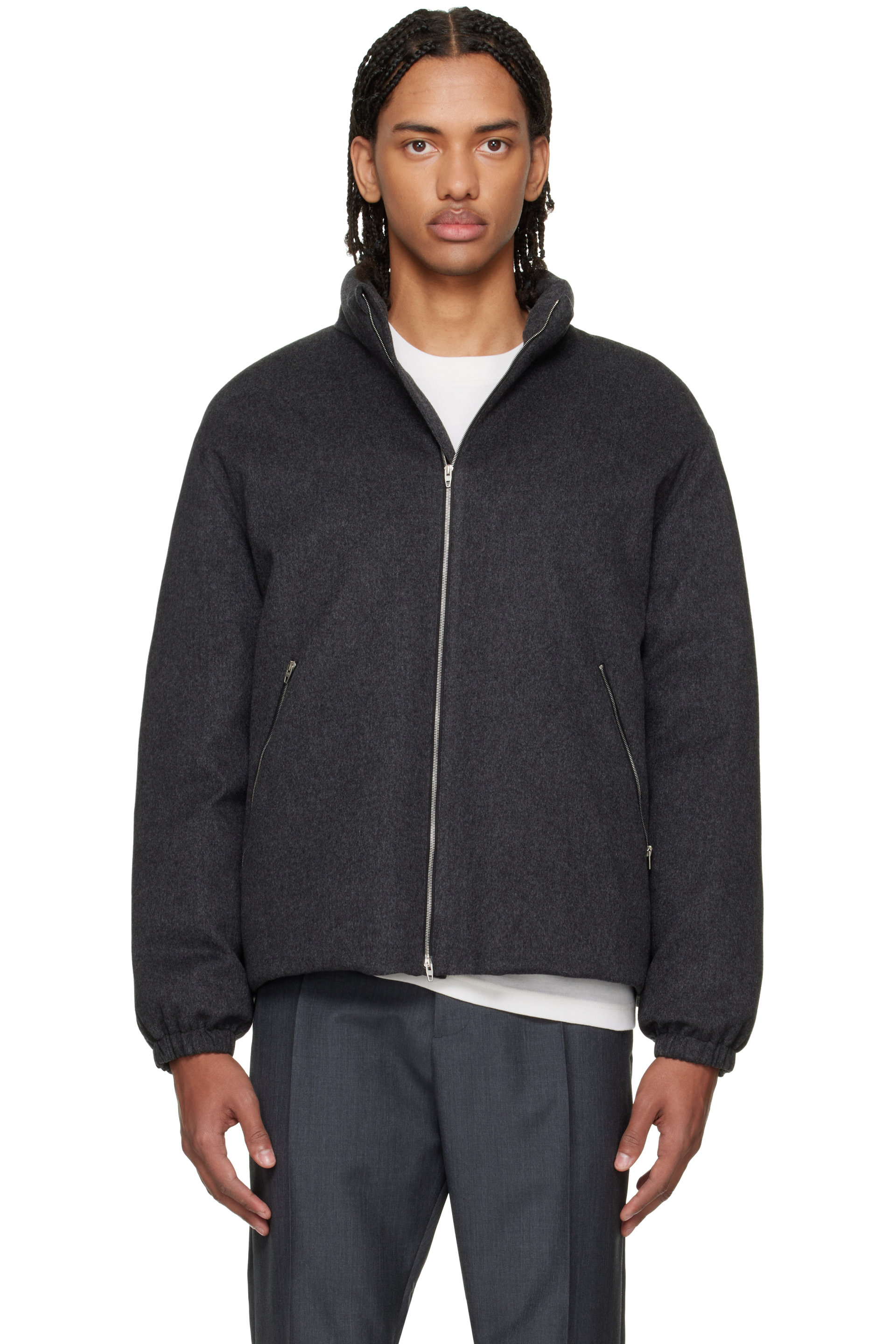 Jil Sander - Gray Wool Melton Down Jacket