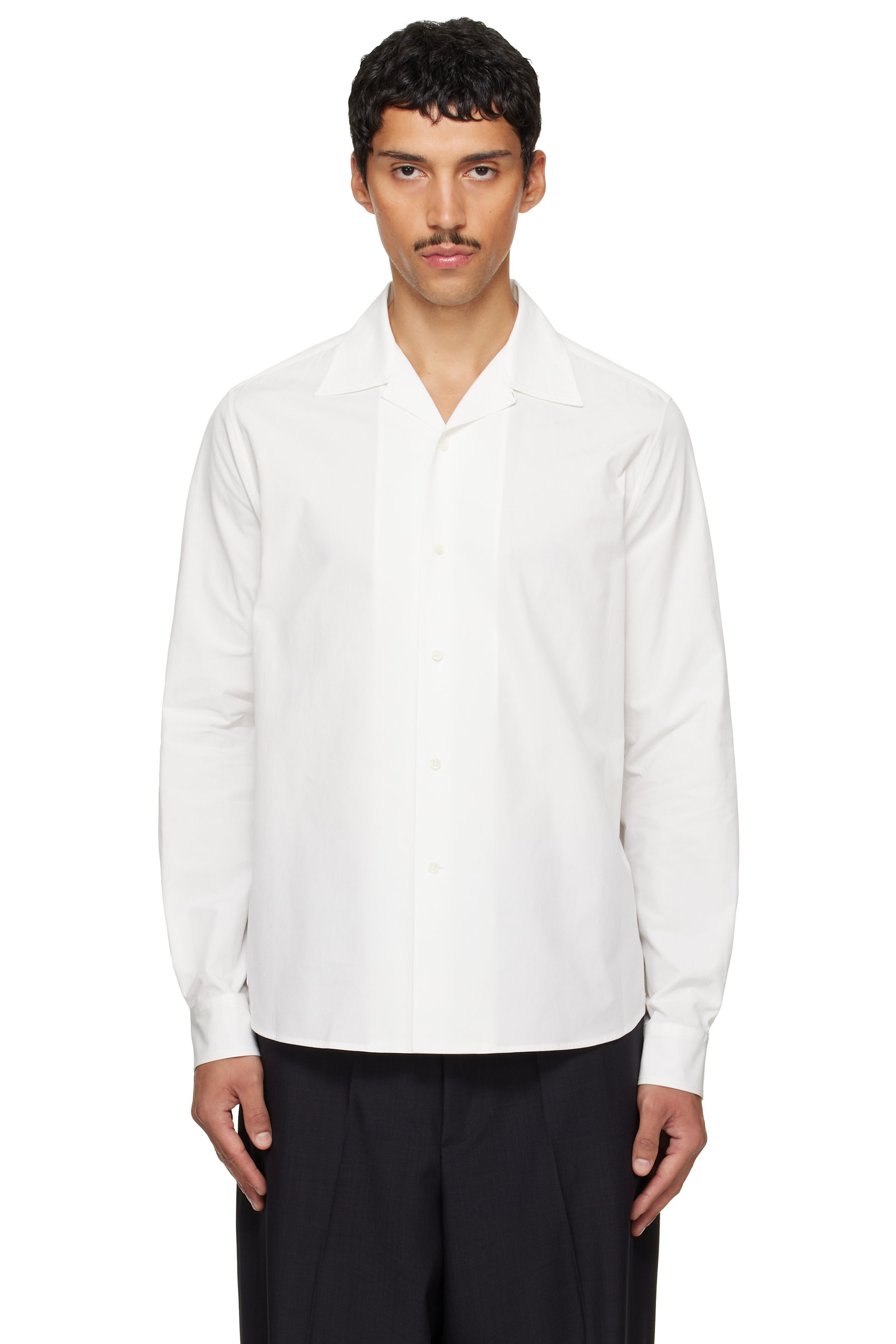 Jil Sander - Chemise blanc cassé à col de camp