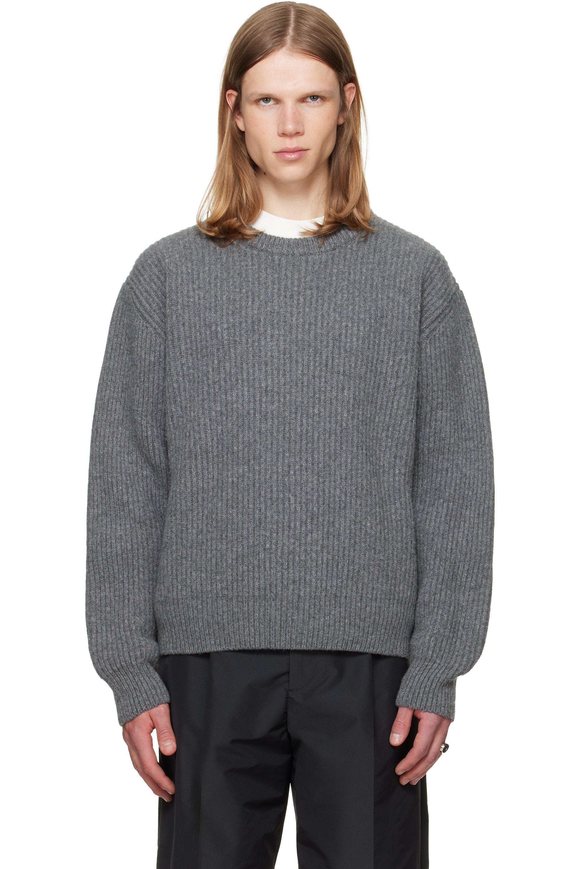 Jil Sander - Gray Wool Crew-Neck Sweater