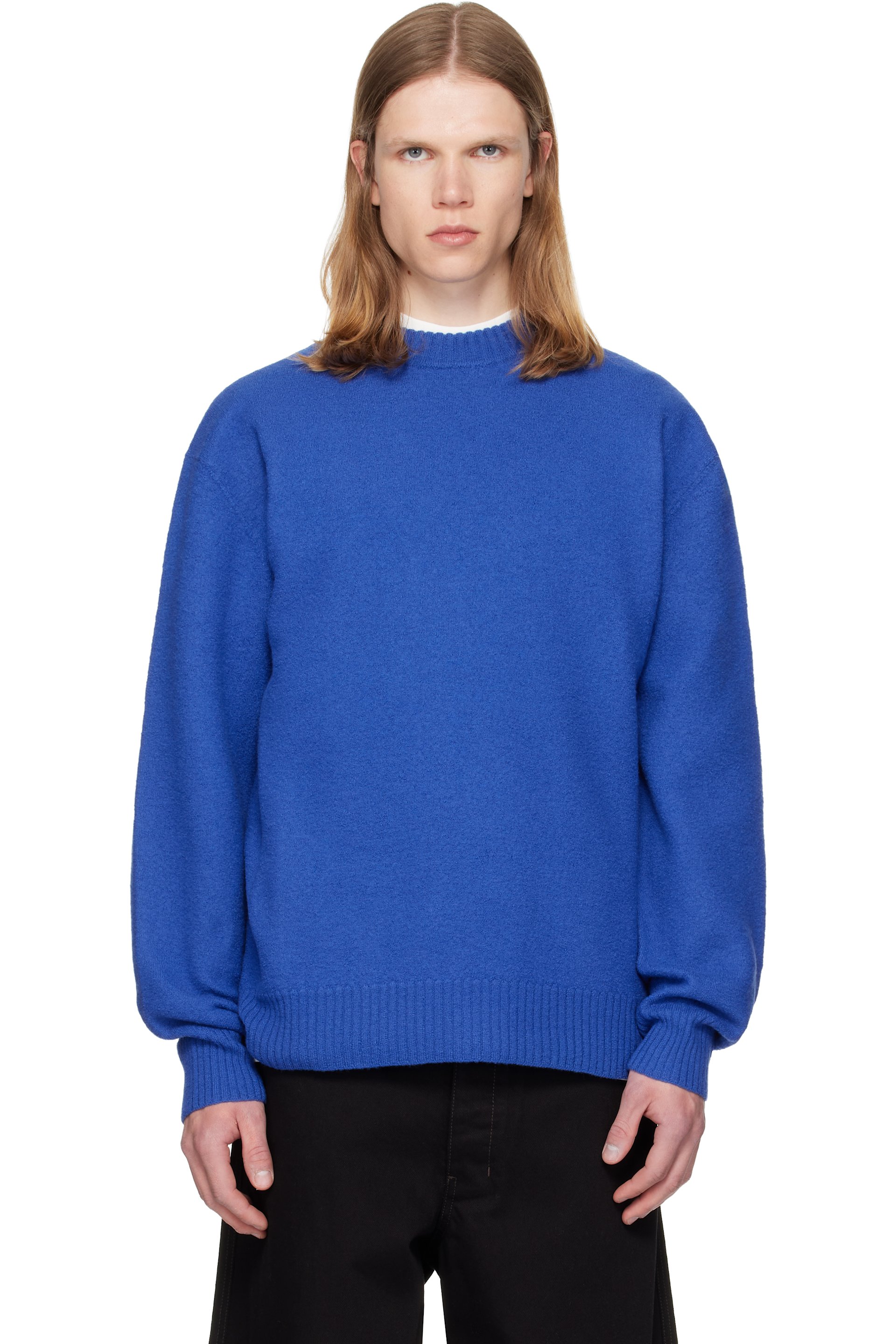 Jil Sander - Pull bleu en laine
