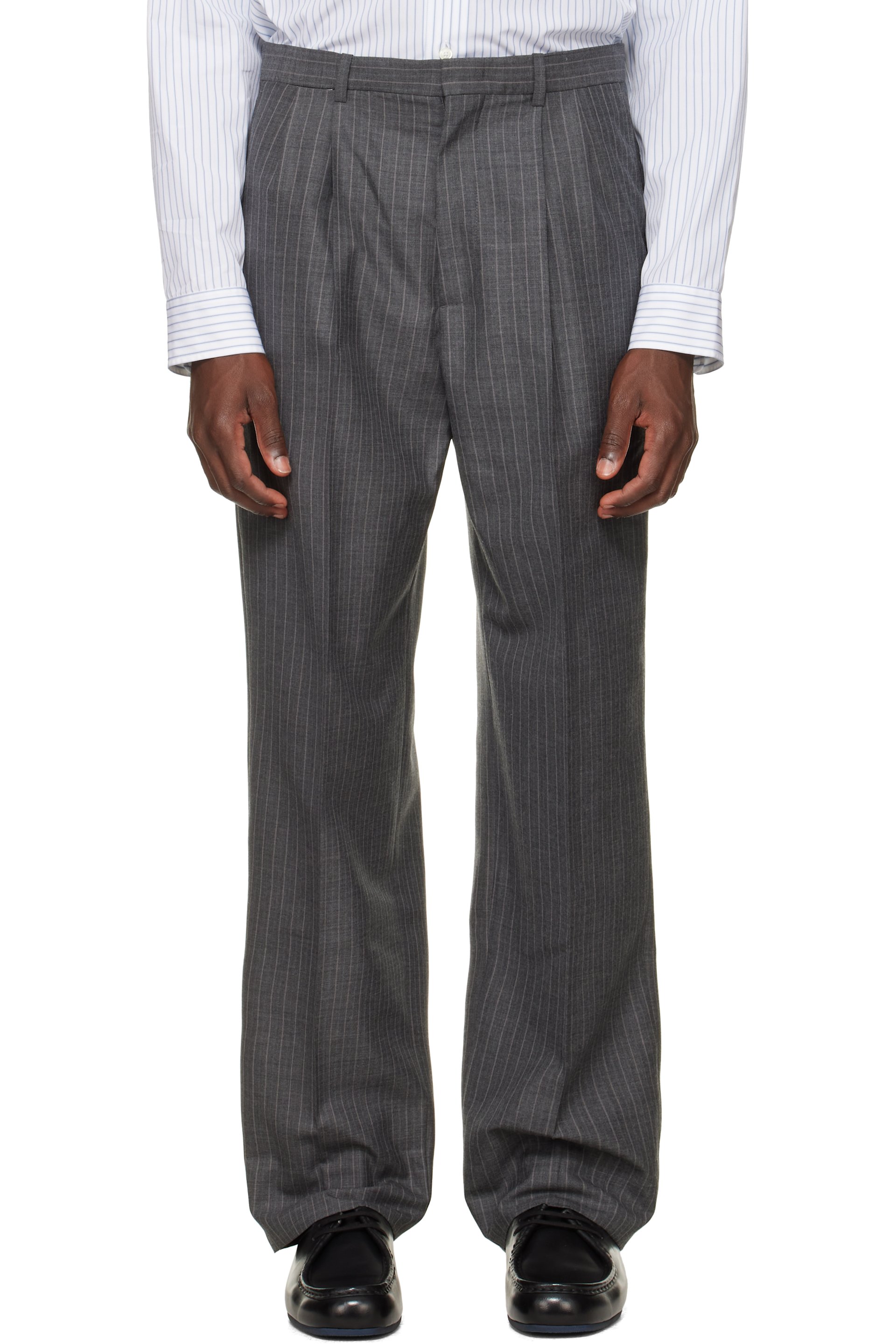 Jil Sander - Gray Wool Pinstripe Trousers