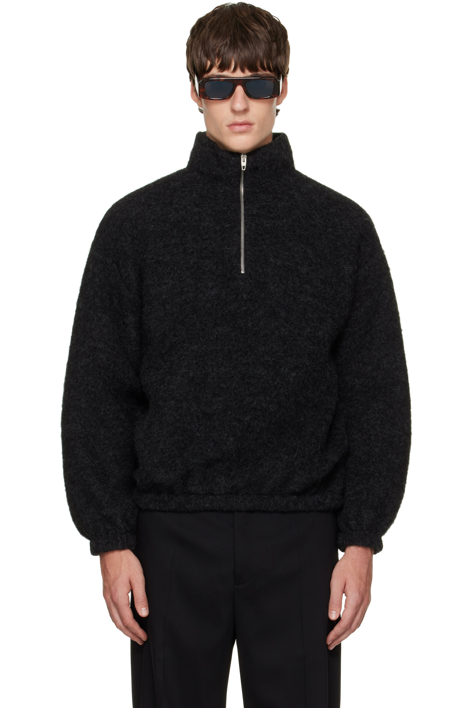 Jil Sander - Black Quarter-Zip Sweater