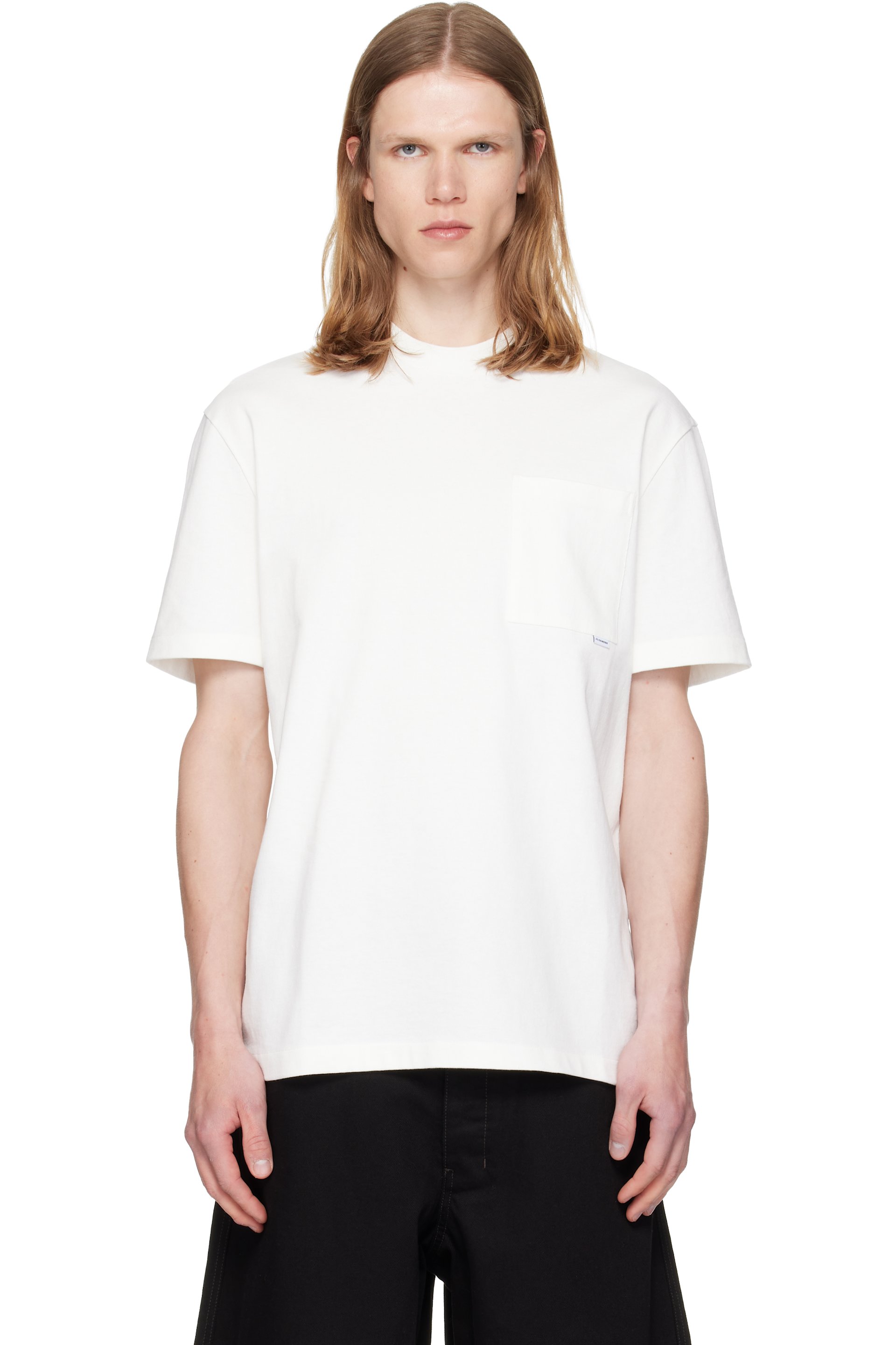 Jil Sander - T-shirt blanc cassé à poche
