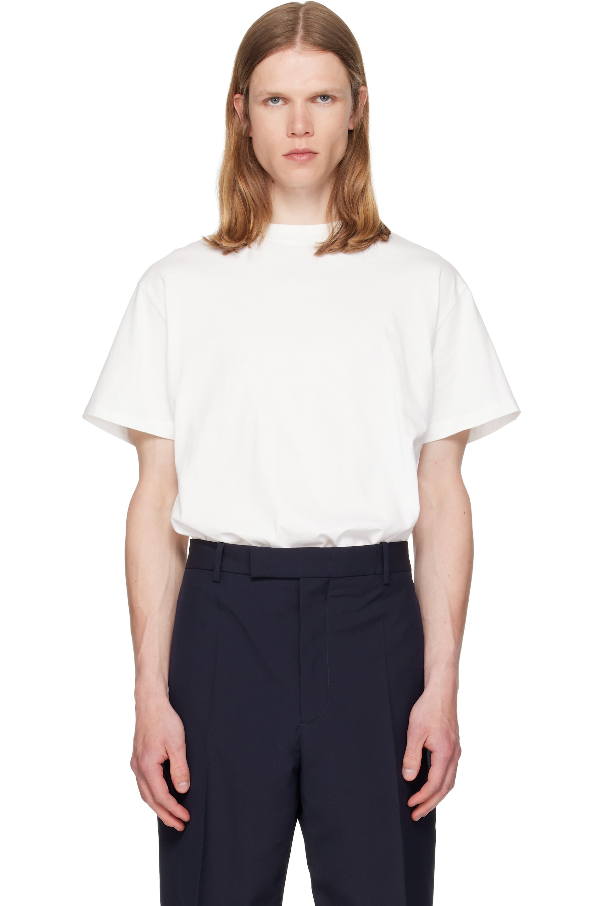 Jil Sander - Ensemble de trois t-shirts blancs à col ras du cou