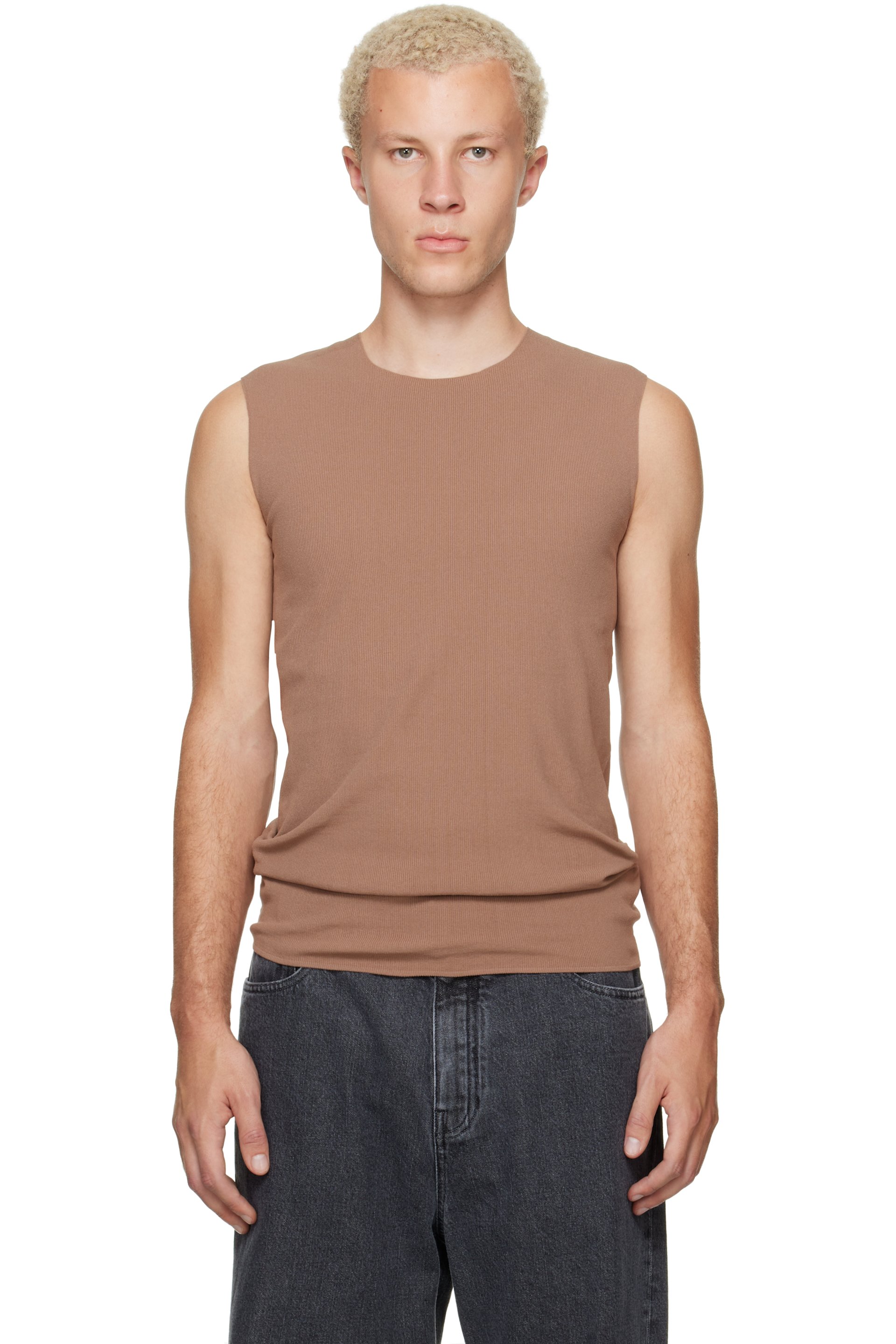Jil Sander - Tan Ribbed Tank Top