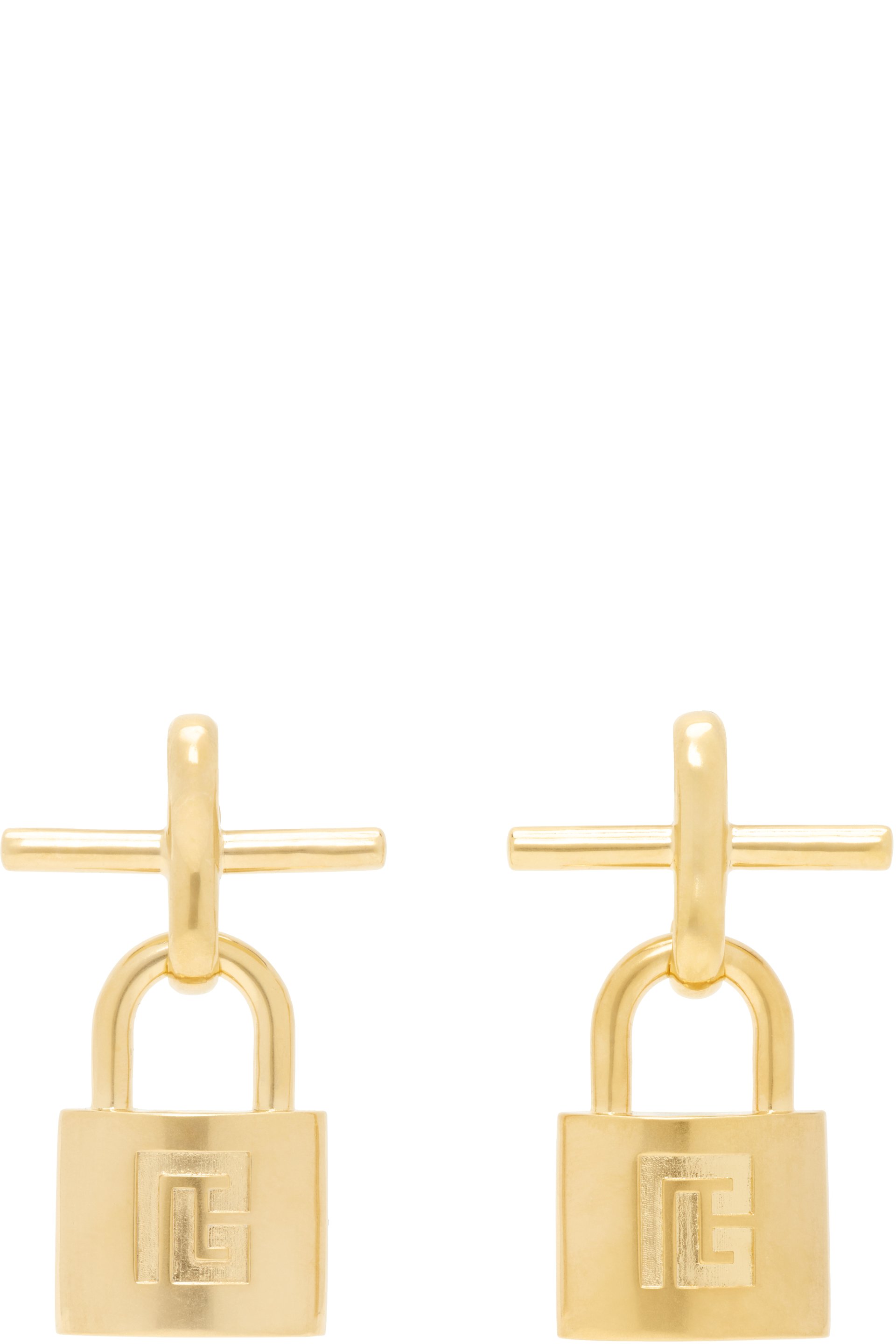 BALMAIN - Brass Pulse Padlock Earrings