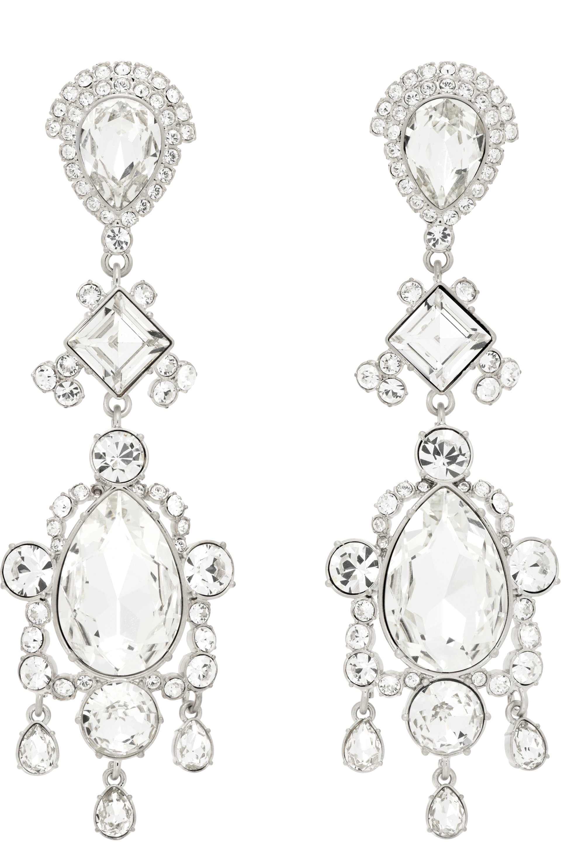 BALMAIN - Brass & Crystal Pendant Earrings