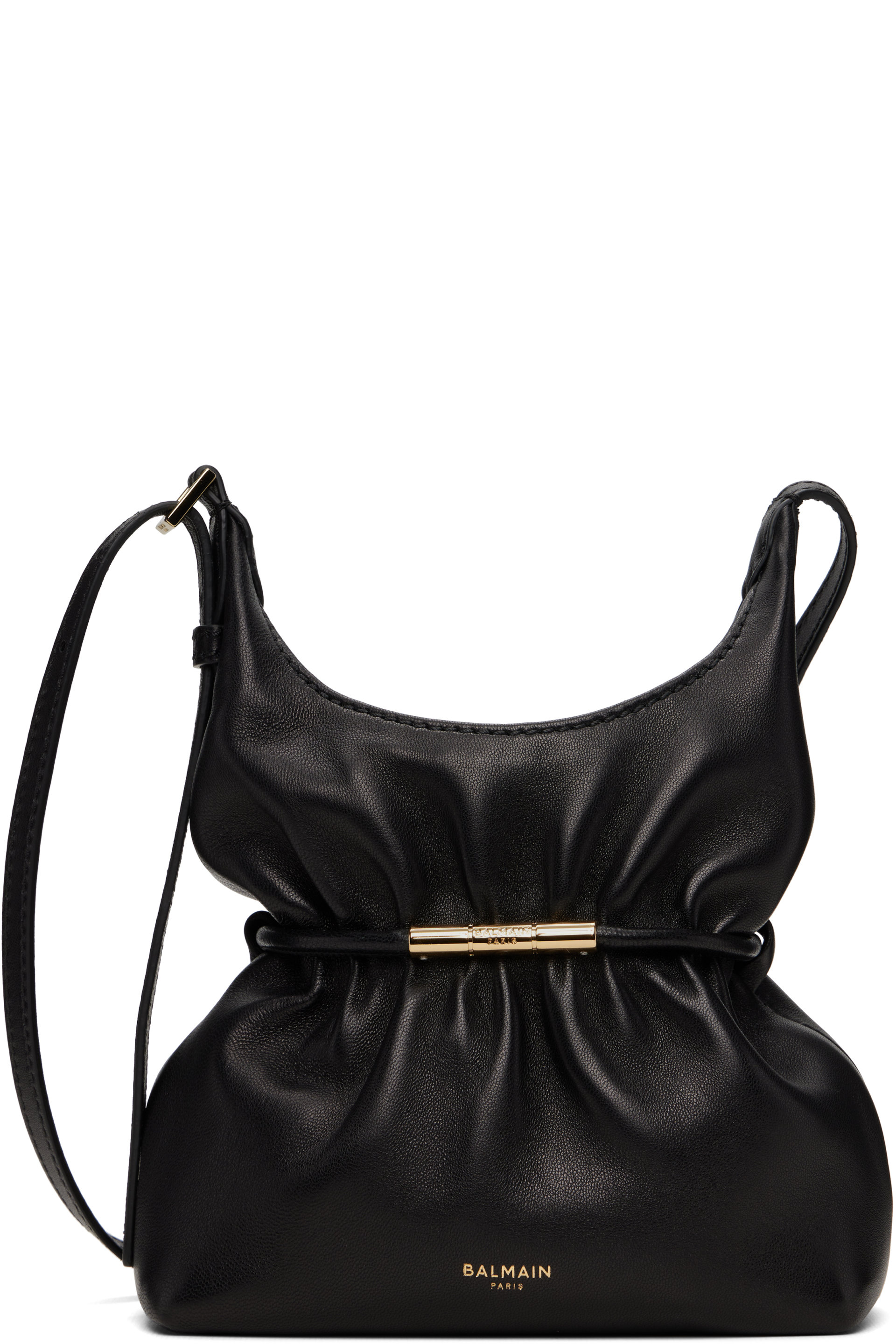 BALMAIN - Black Sphynx Mini Smooth Leather Bag