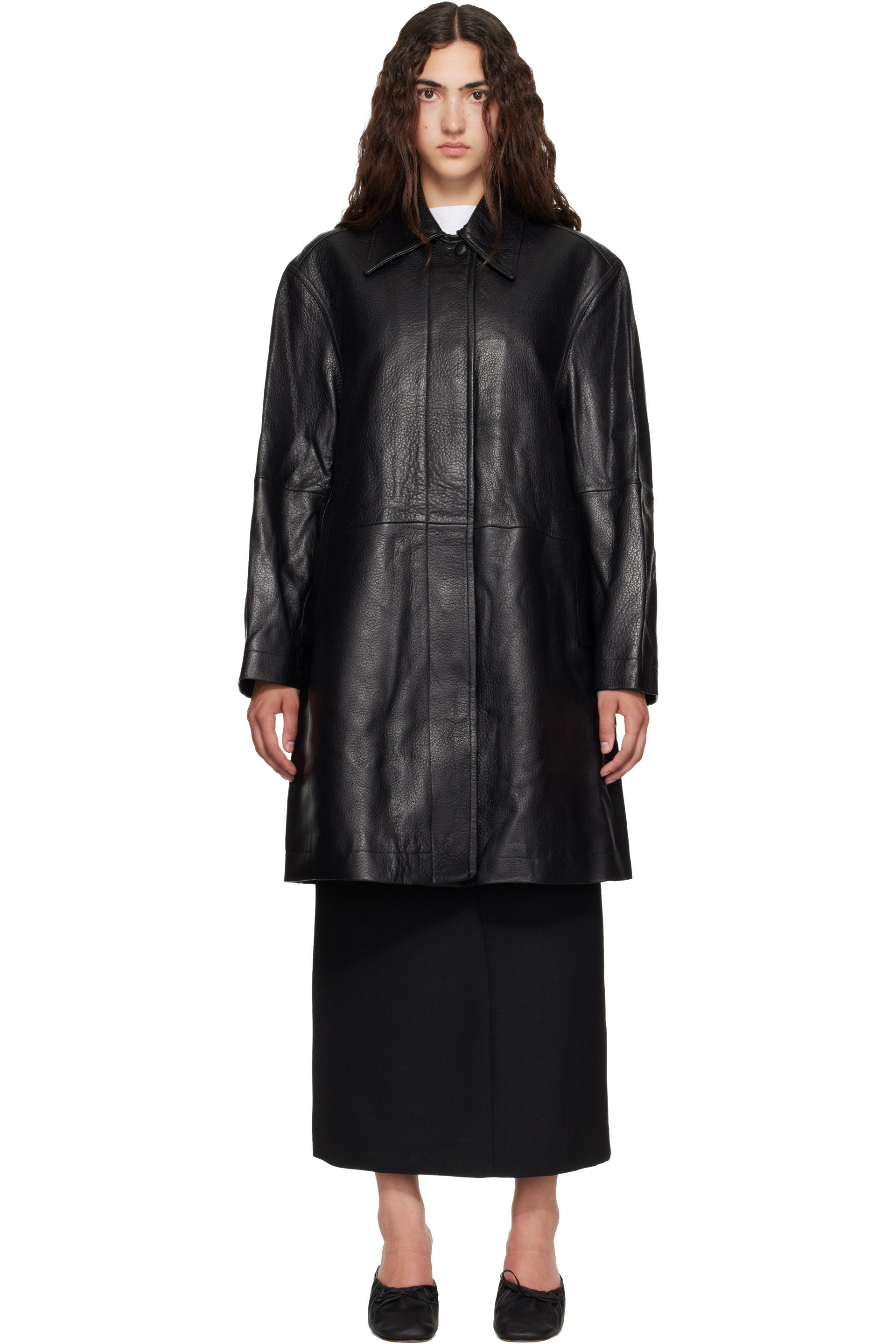 TONYWACK - Black Half Leather Coat