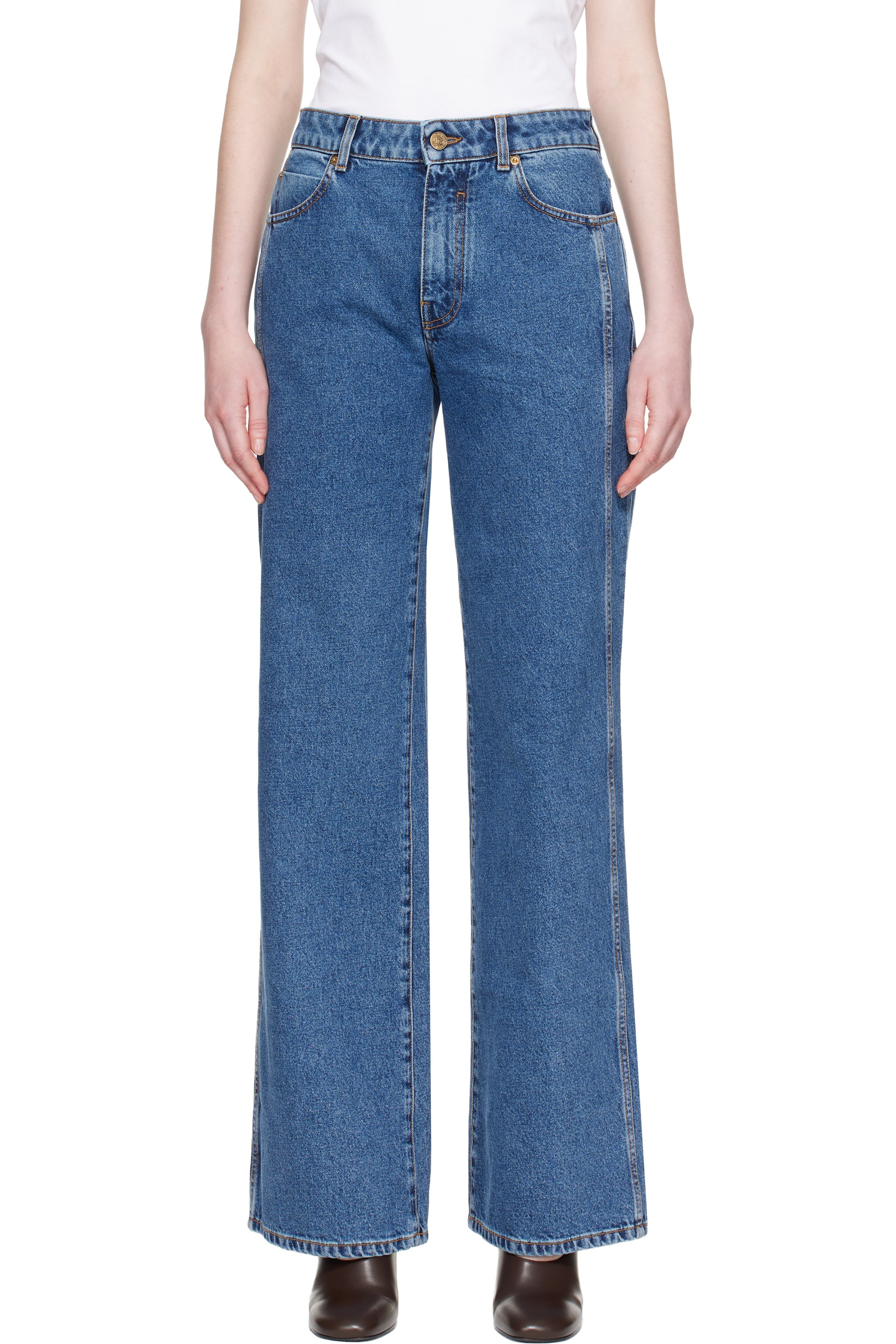 Balmain - 蓝色 Straight 牛仔裤