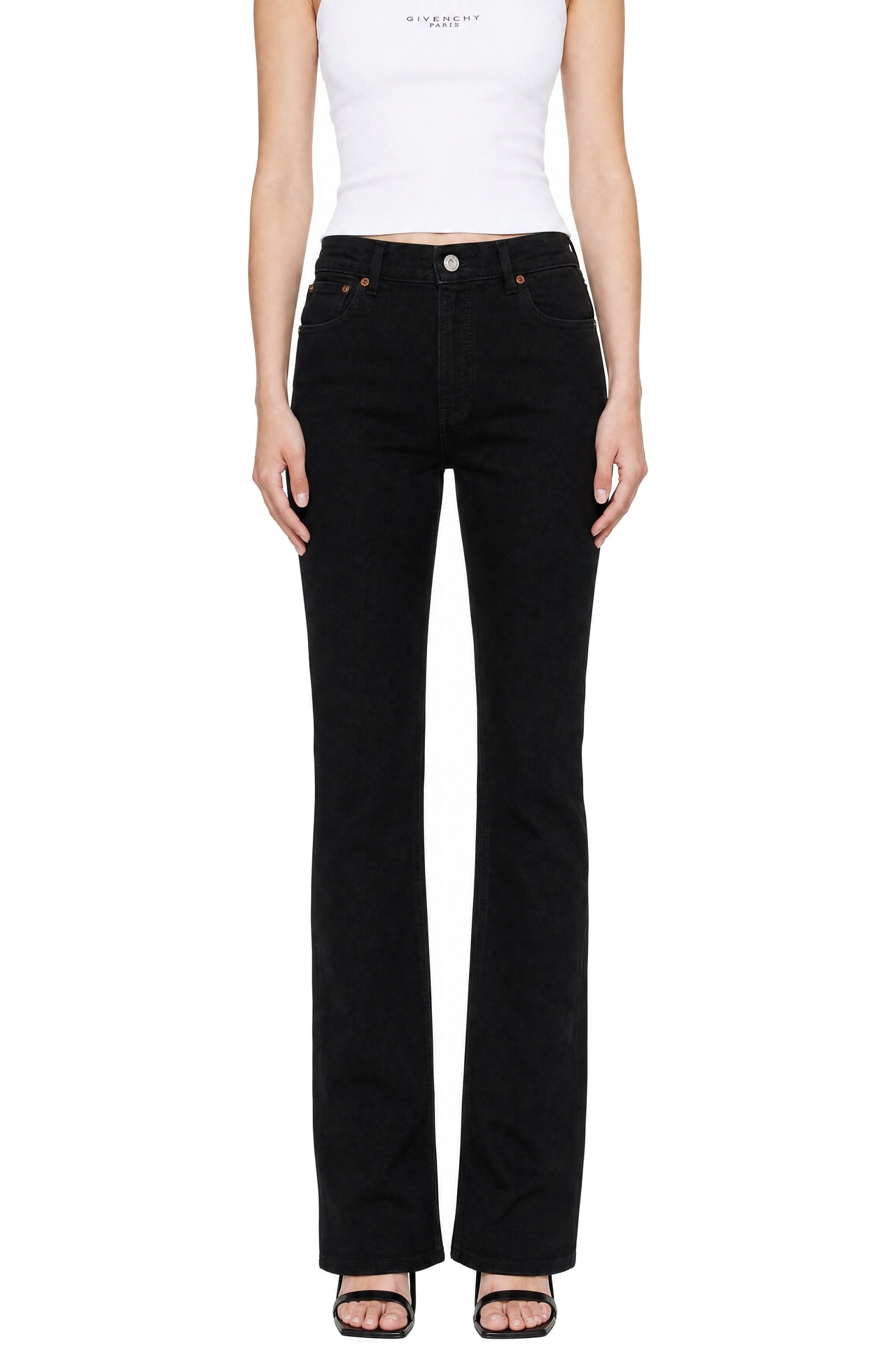 BALMAIN - Black High Waisted Slim Fit Denim Jeans