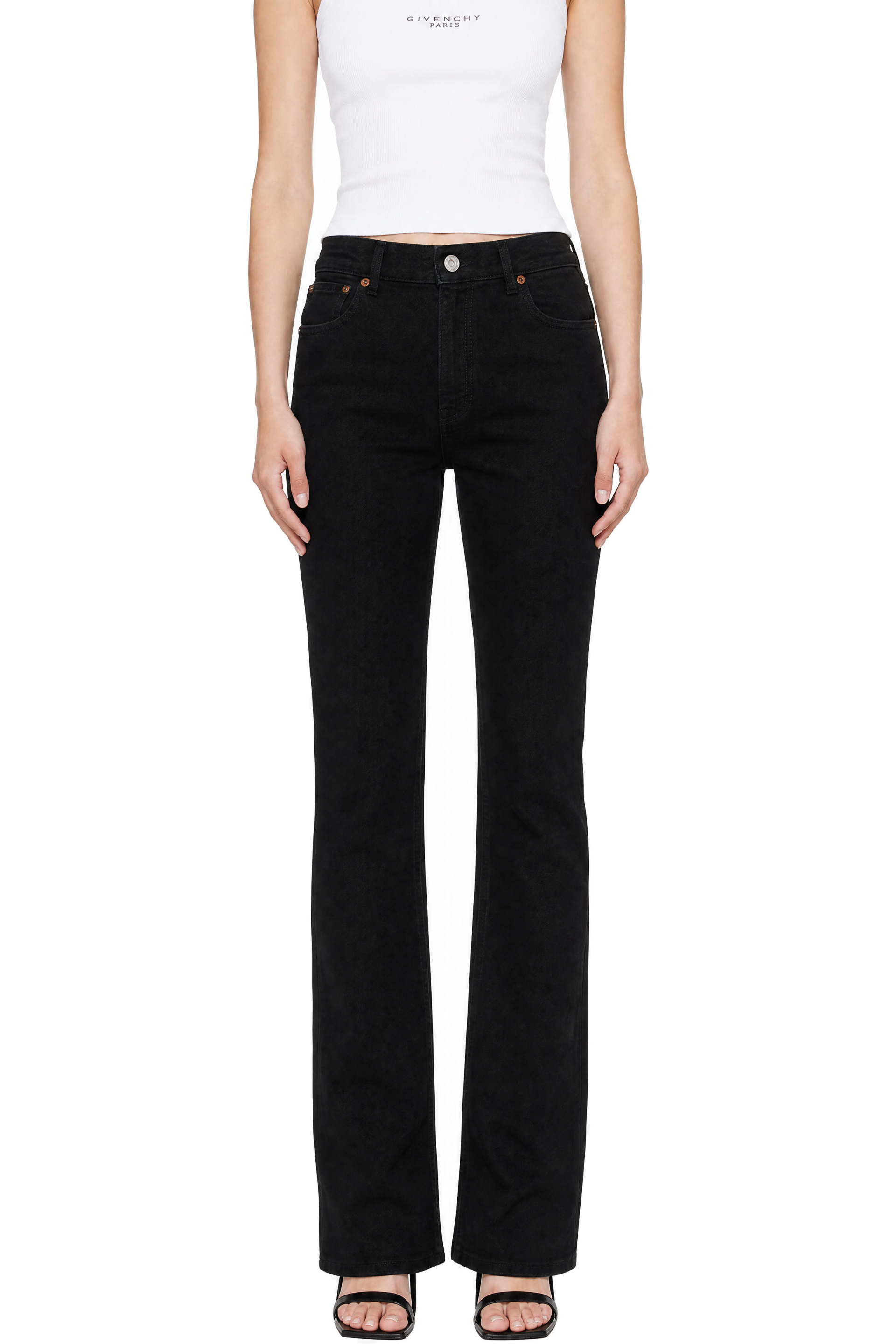 BALMAIN - Black High Waisted Slim Fit Denim Jeans