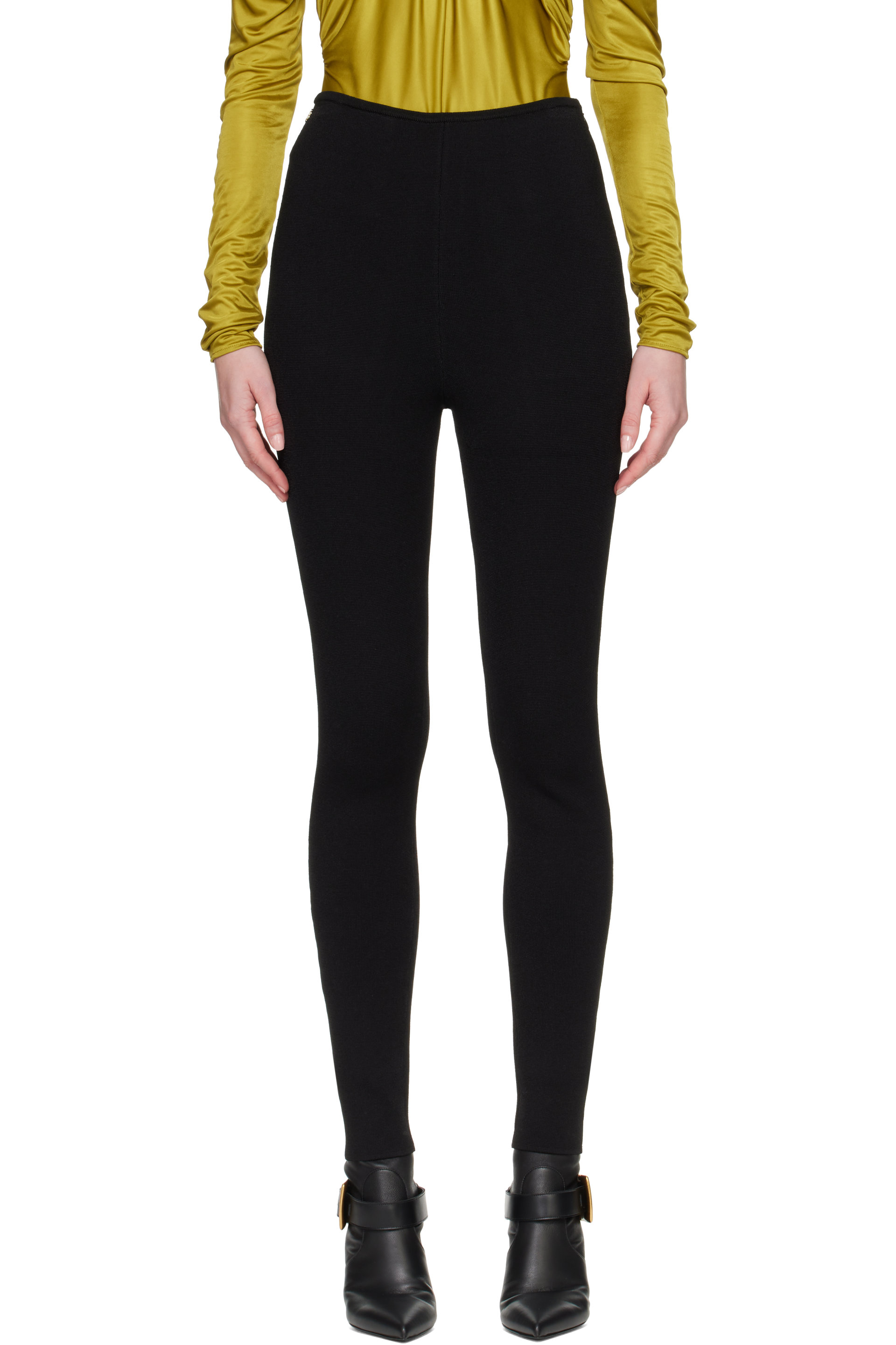 BALMAIN - Black High-Waisted Milano Jersey Leggings