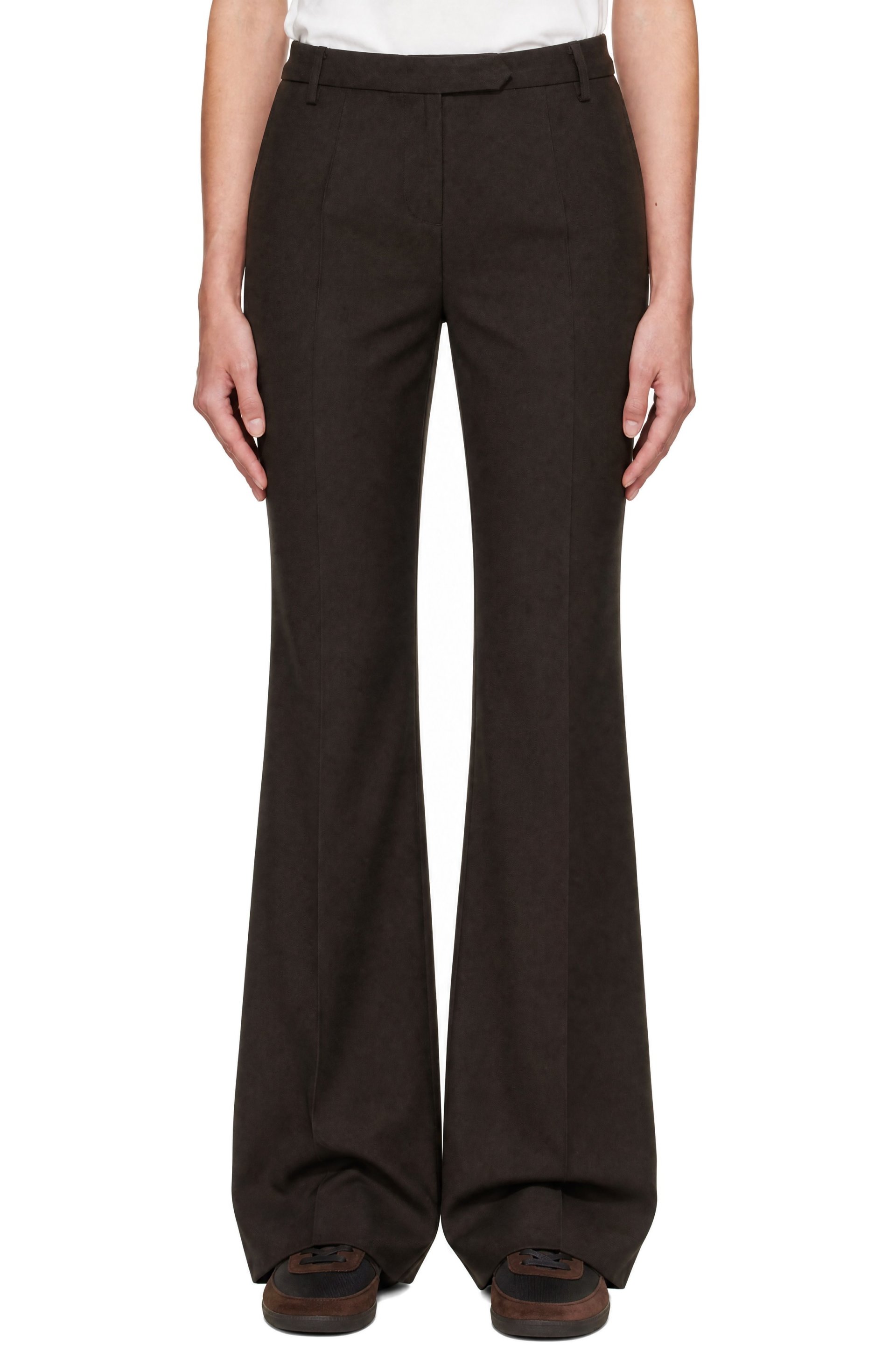 TONYWACK - Brown Loose Fit Wool Tailored Trousers