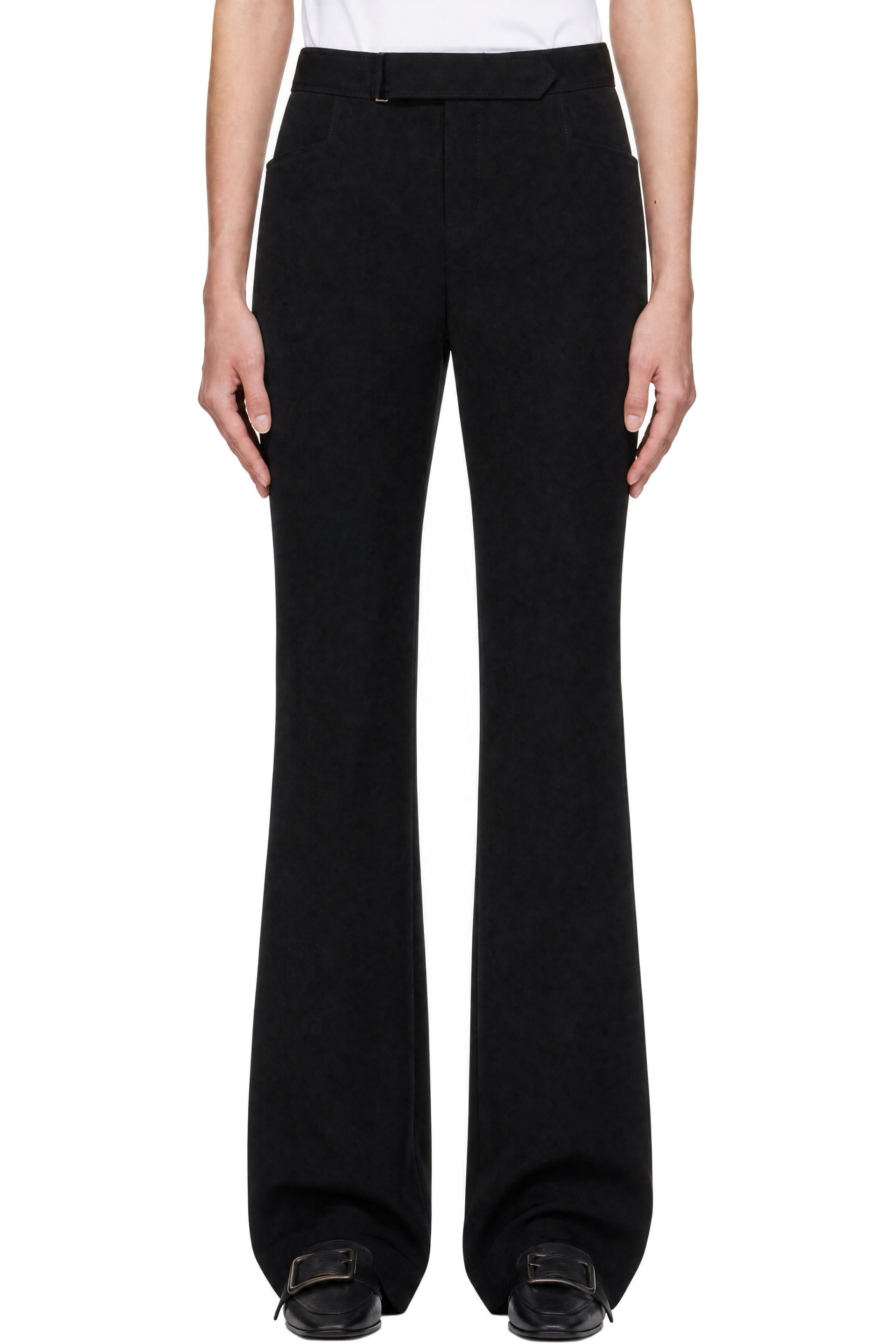 BALMAIN - Black Grain De Poudre Tailored Trousers